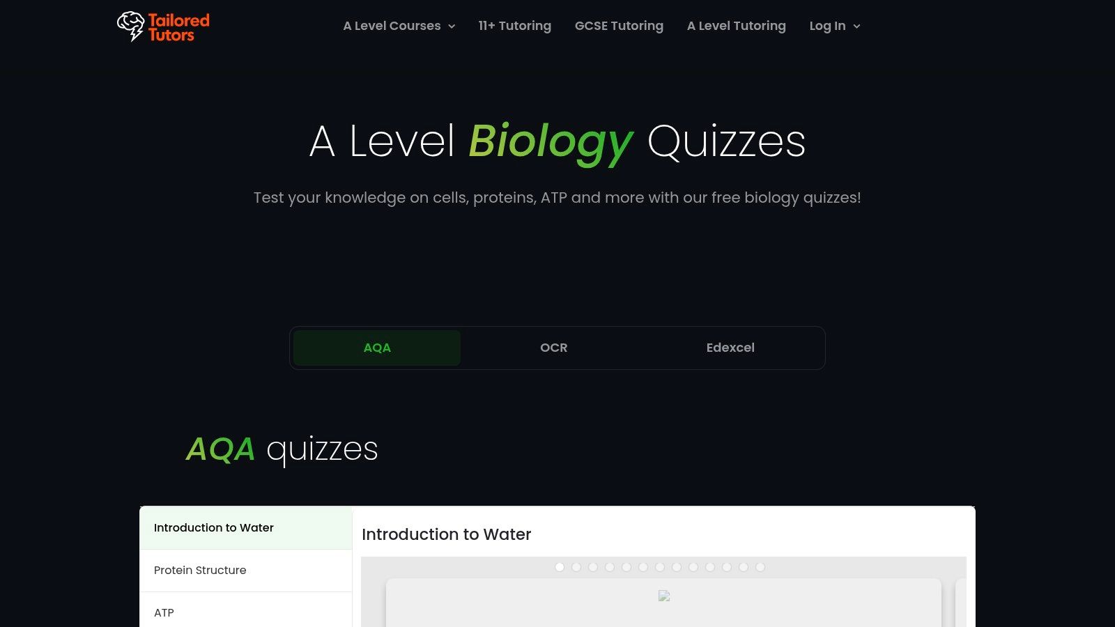 Tailored Tutors A-level Biology Quizzes