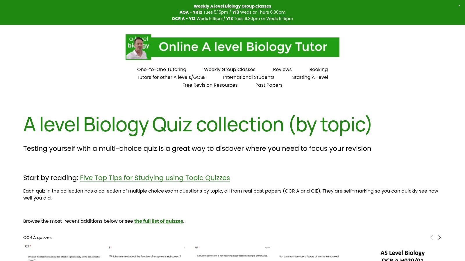 ALevelBiologyTutor.com Self-marking MCQ Quizzes