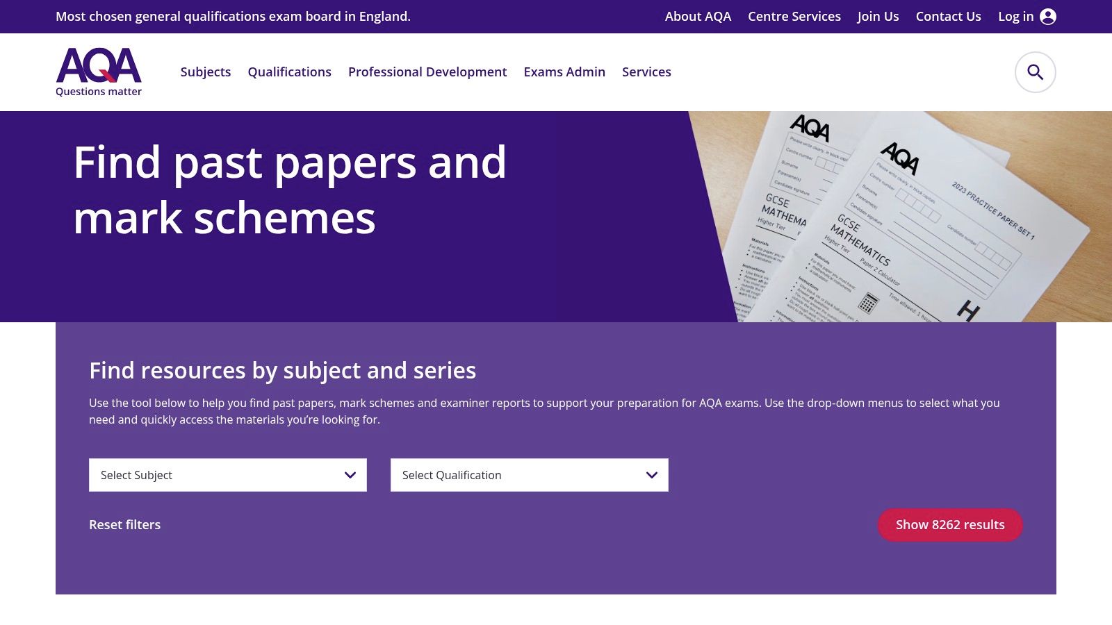 AQA – Past papers and mark schemes finder