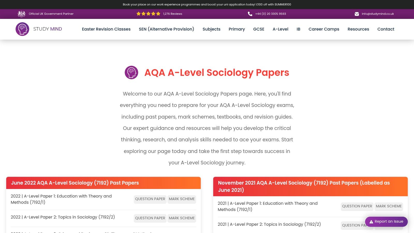 Study Mind – AQA A Level Sociology past papers