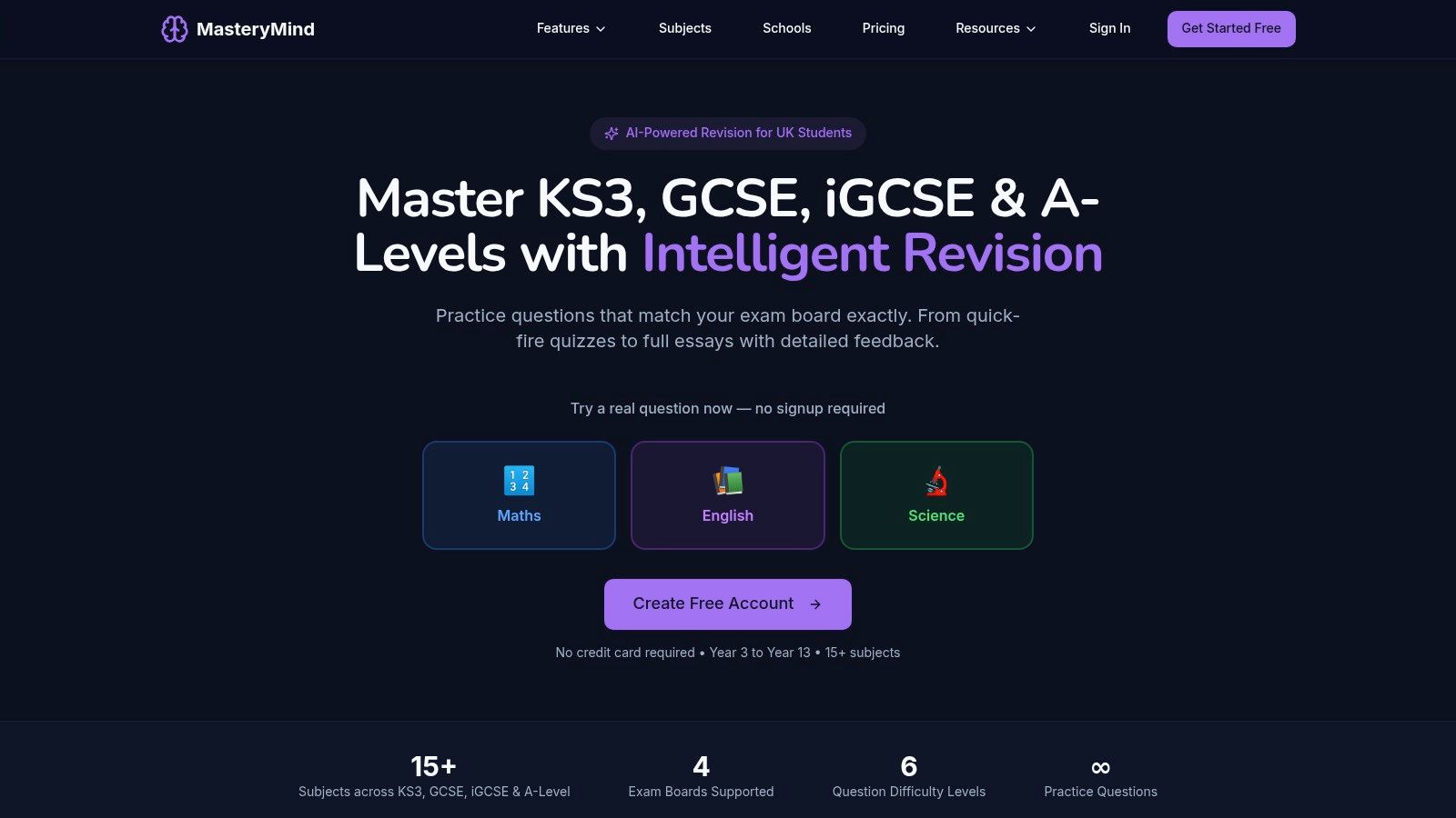 An AQA Biology past papers revision platform, MasteryMind, showing an AI-generated question and examiner-style feedback.