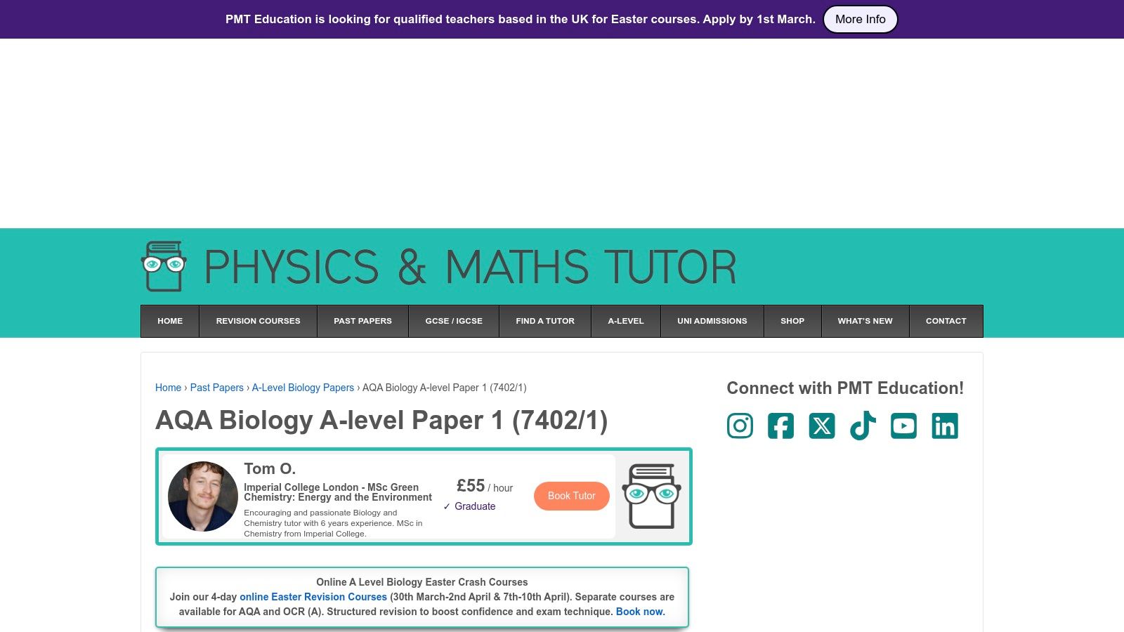 PMT Education (Physics & Maths Tutor) – AQA Biology Past Papers