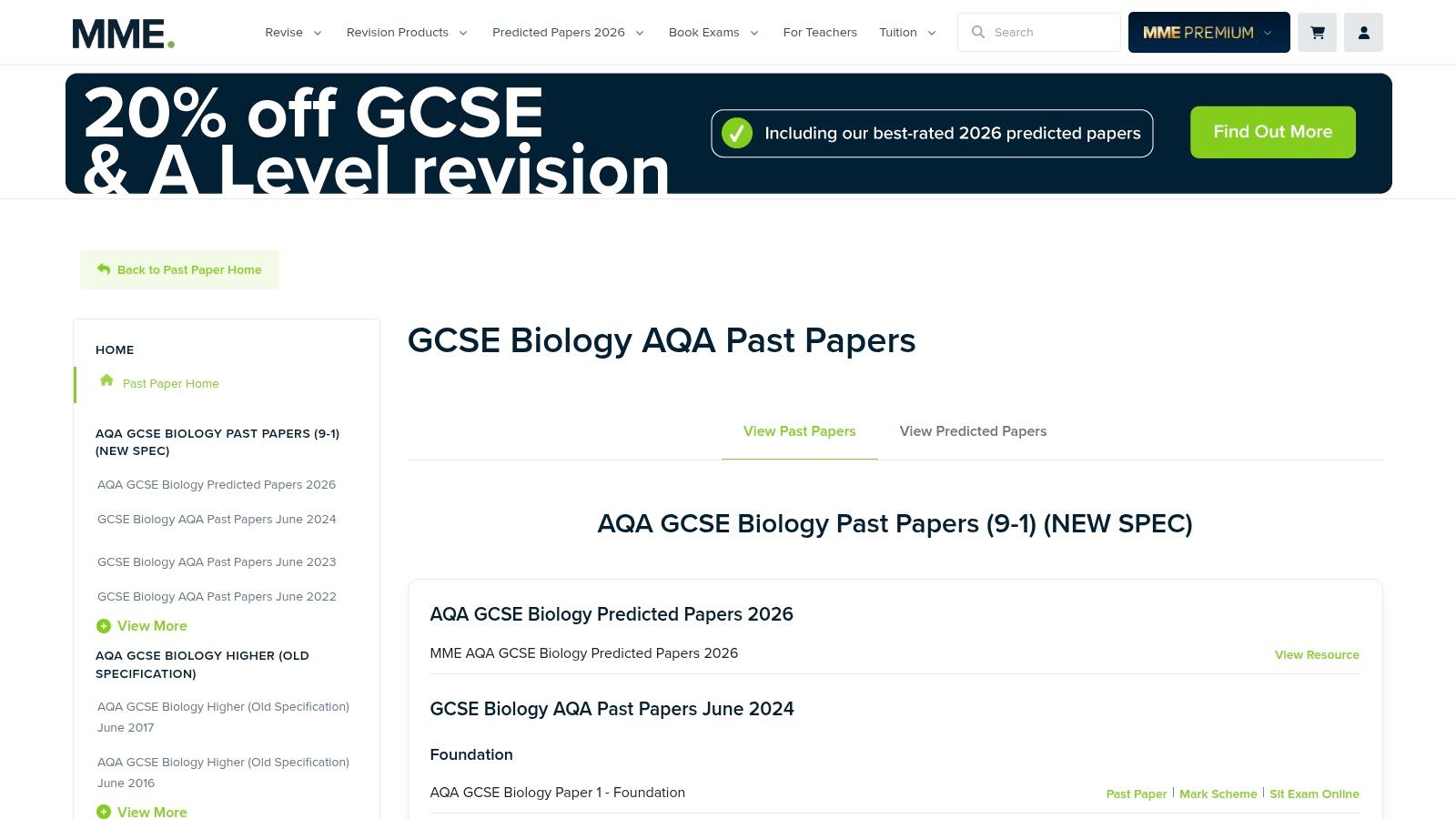 MME Revise (MathsMadeEasy) – AQA Biology Past Papers