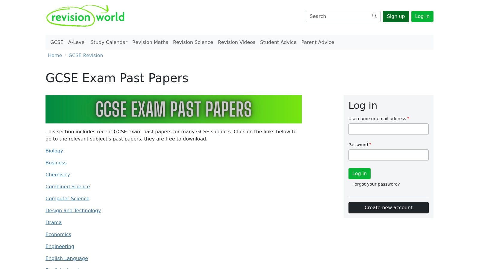 Revision World – GCSE Exam Past Papers (Biology)
