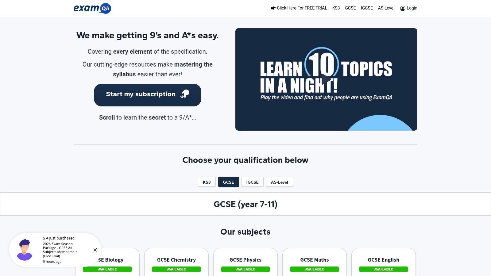 ExamQA – AQA GCSE Biology Past Papers
