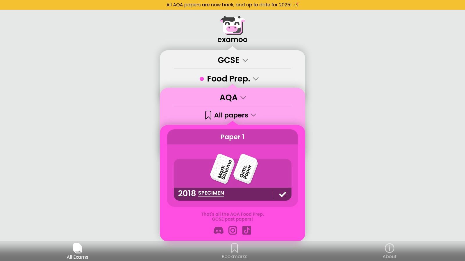 Examoo – GCSE Food Prep Past Papers (AQA section)