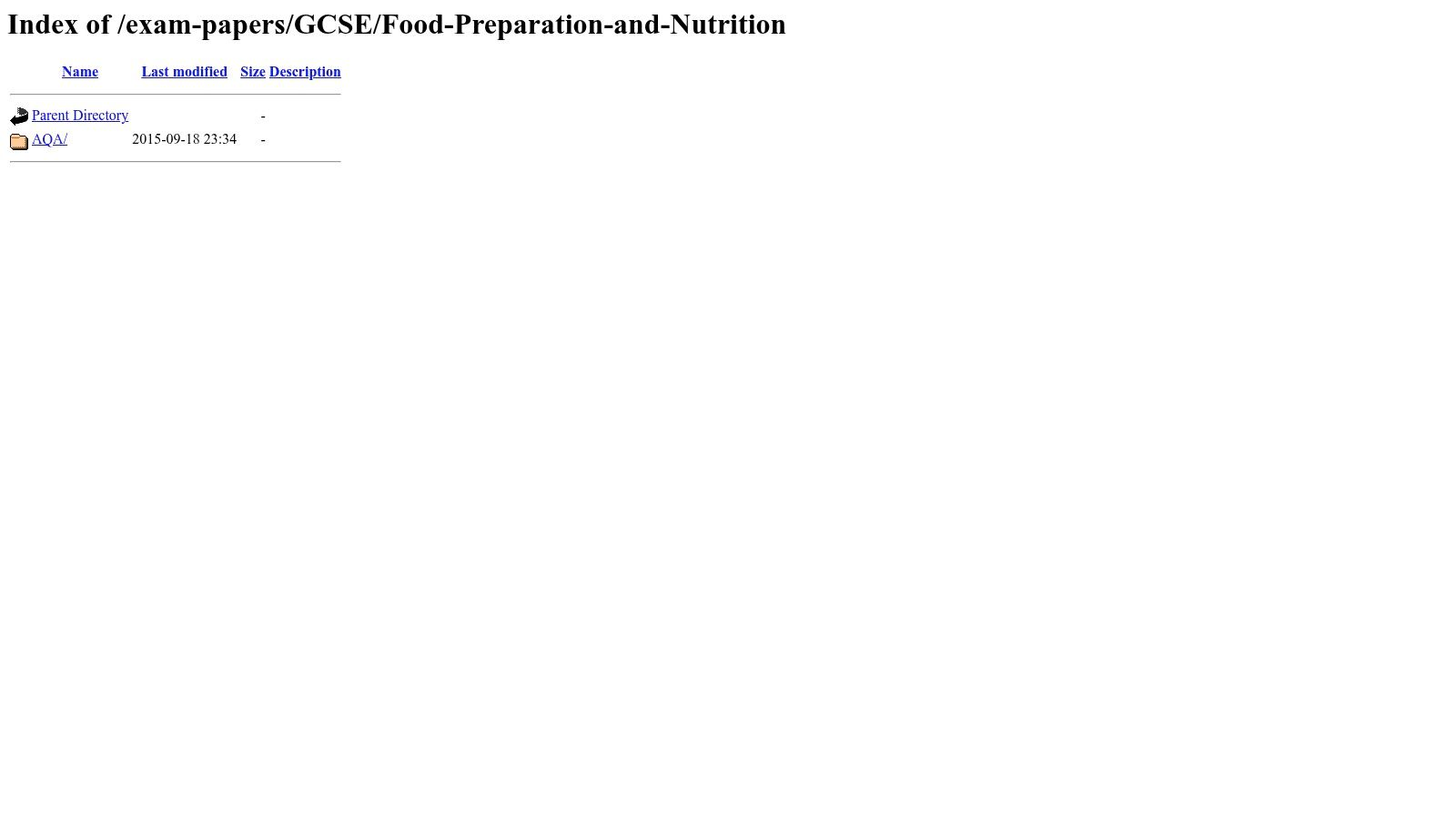 FreeExamPapers – Index (GCSE Food Preparation & Nutrition > AQA)