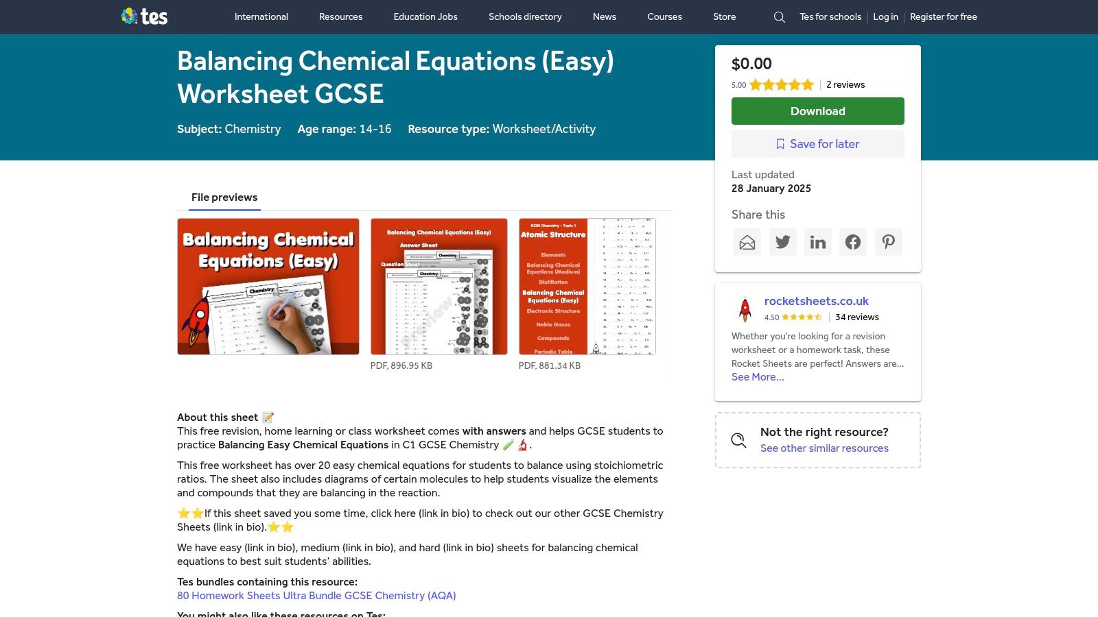 TES (Times Educational Supplement) Resources – Teacher-authored GCSE worksheets