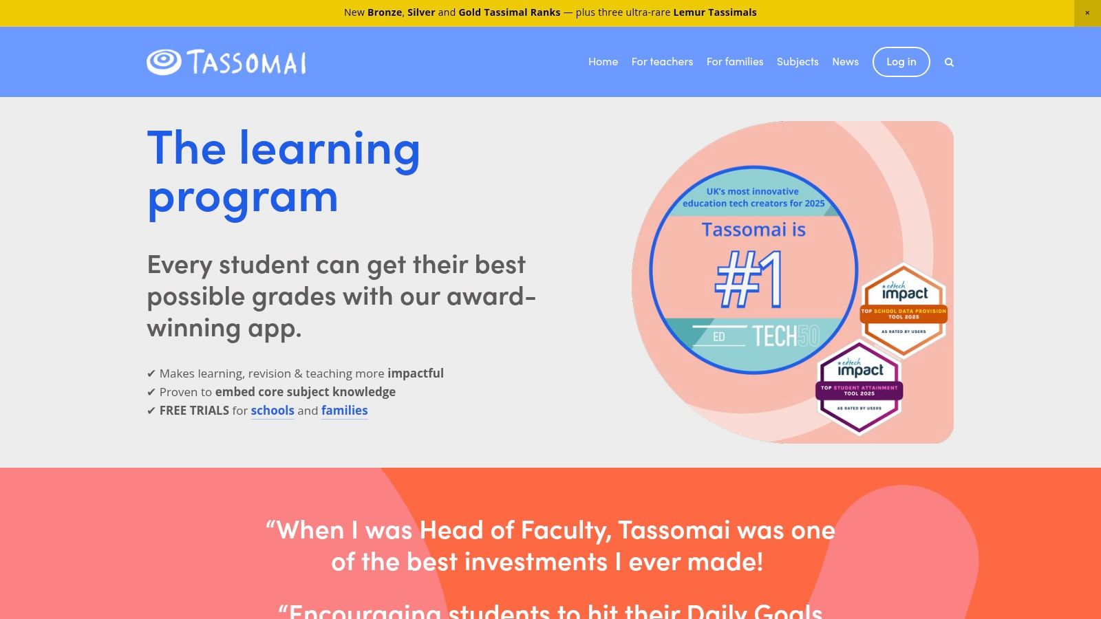 Tassomai – Daily adaptive GCSE science quizzing (incl. Biology)