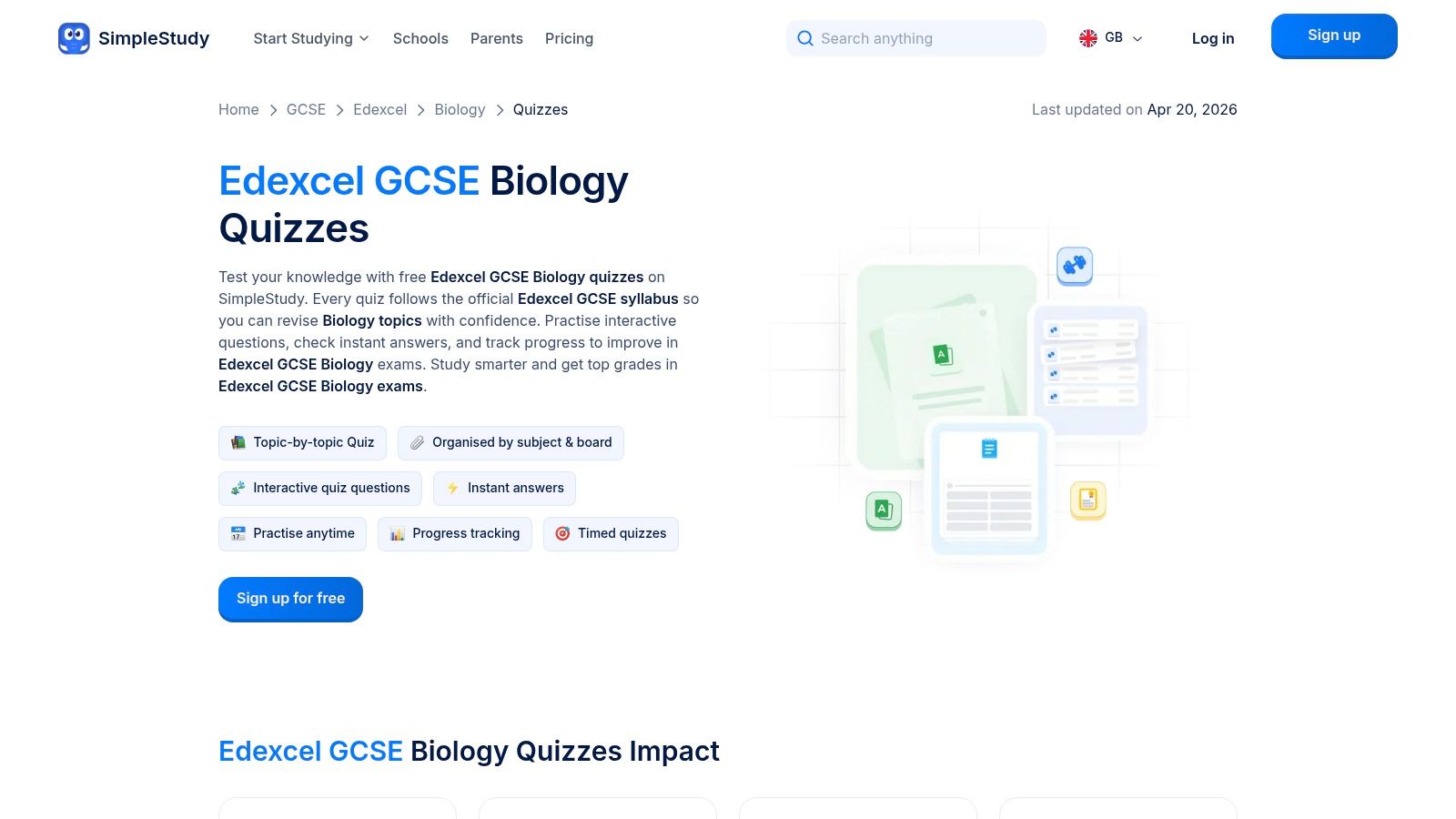 SimpleStudy – GCSE Biology quizzes (exam‑board specific)