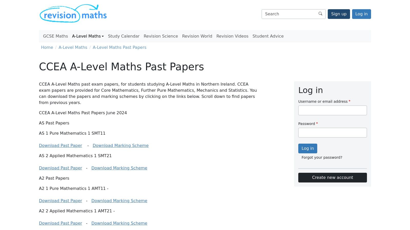 RevisionMaths / RevisionScience – CCEA Past Papers (Maths & Sciences)
