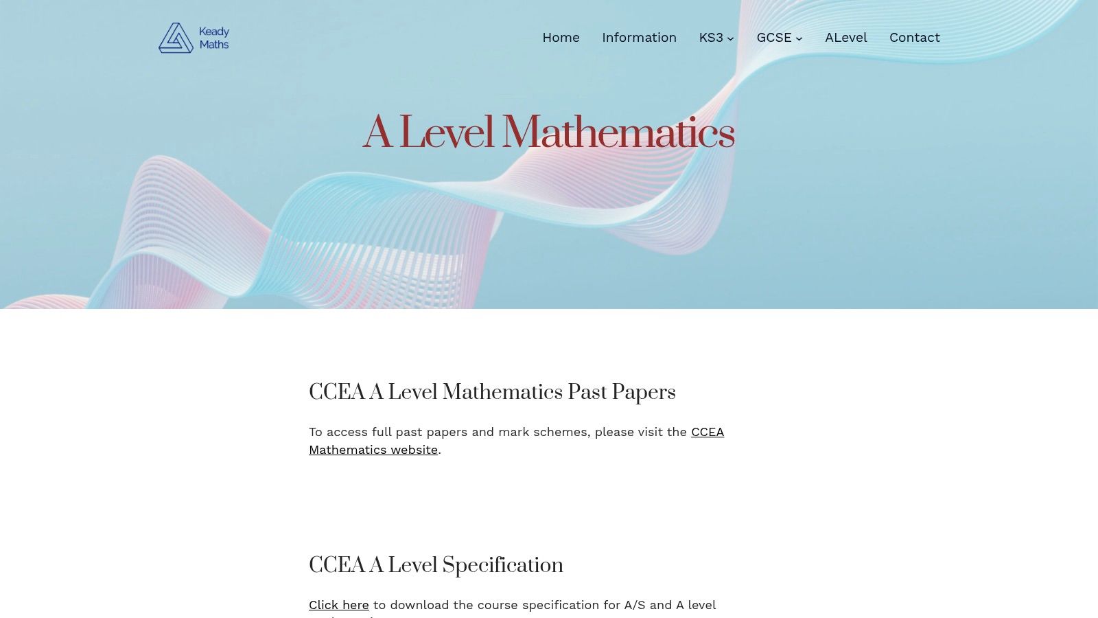 KeadyMaths – CCEA A‑Level Maths Past Papers (teacher‑run)