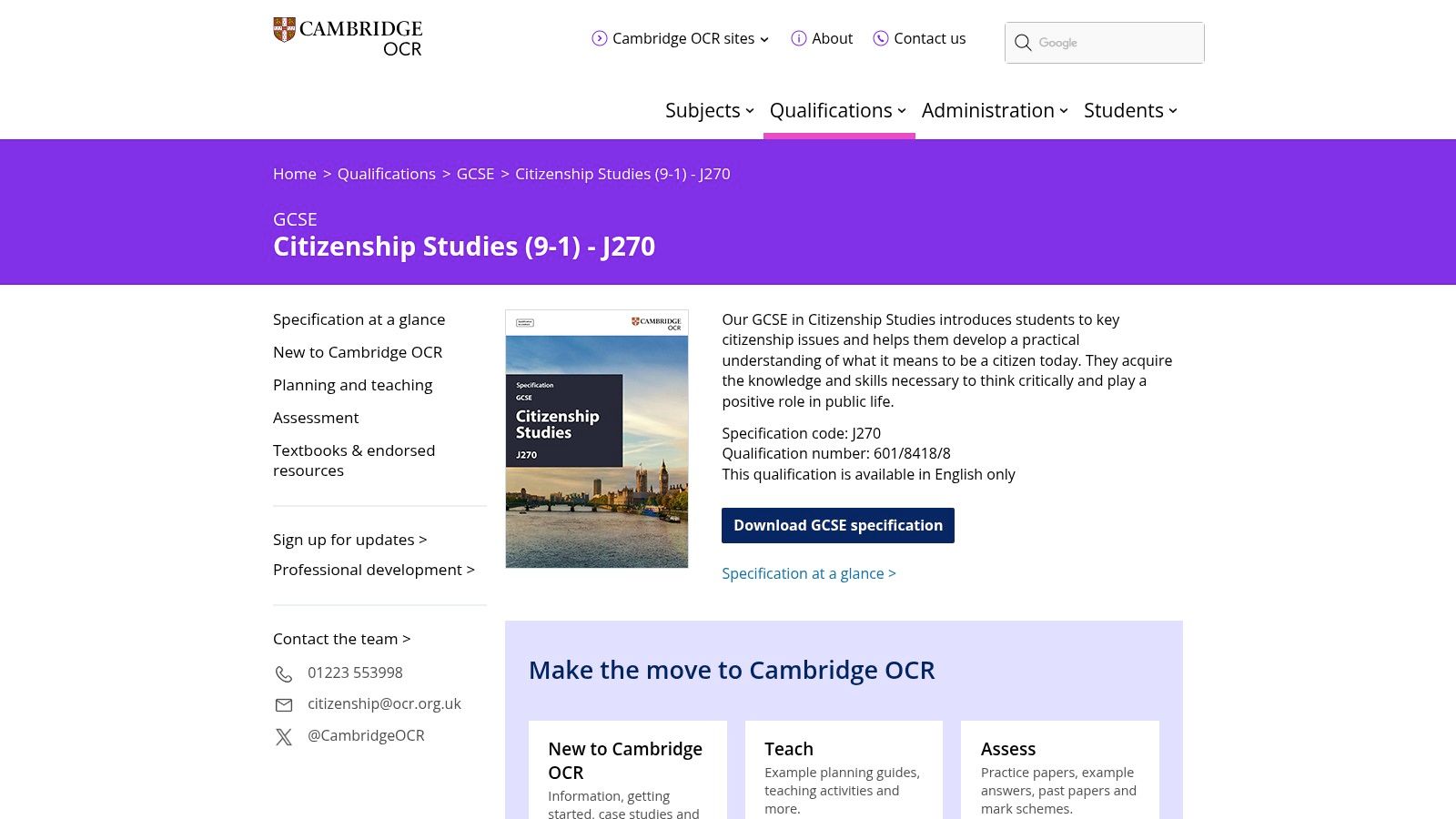 OCR – GCSE Citizenship Studies (9–1) J270