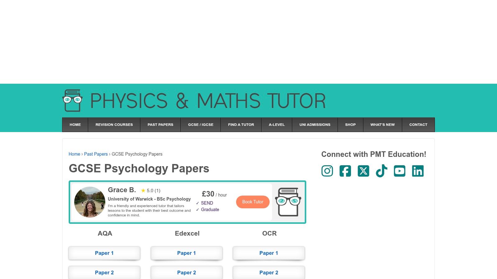 Physics & Maths Tutor (PMT)