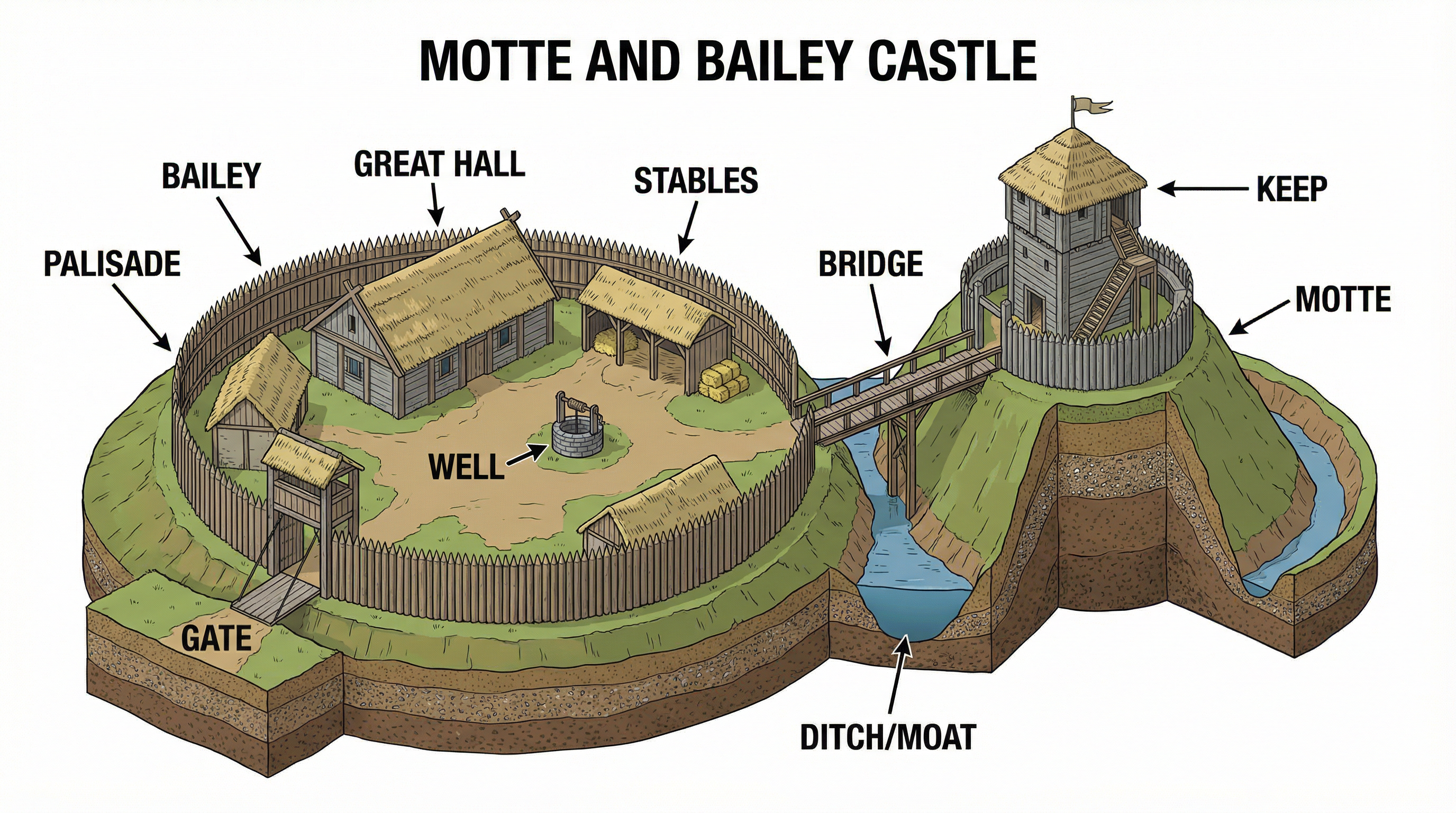 The structure of a Motte-and-Bailey Castle