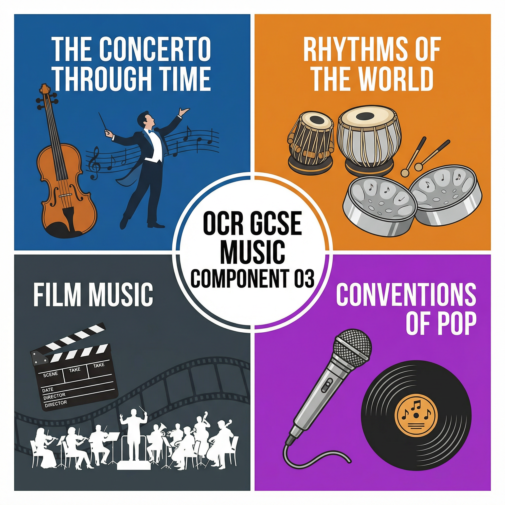 The four Areas of Study in Component 03.