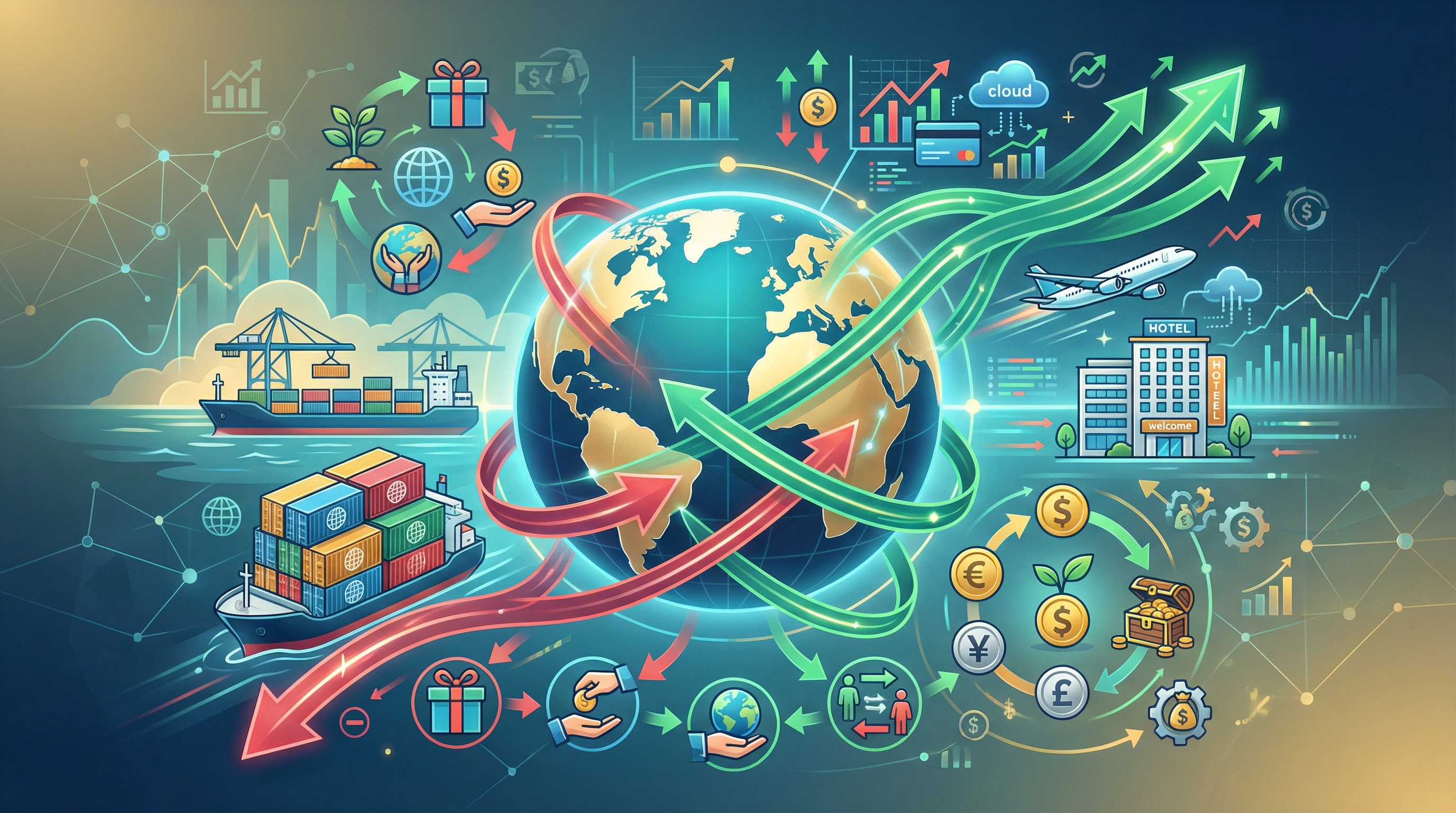 A visual overview of the components and flows within the Balance of Payments.