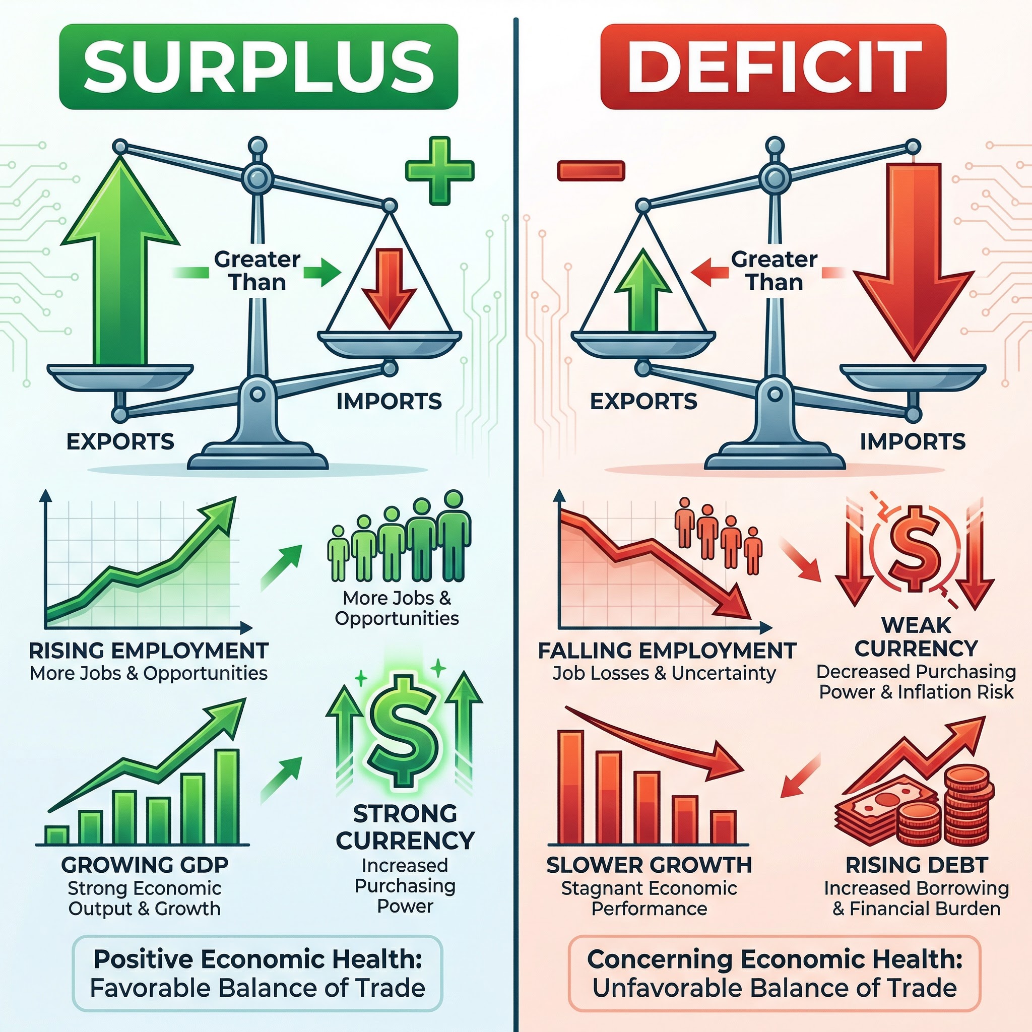 Comparing a Current Account Surplus and Deficit.