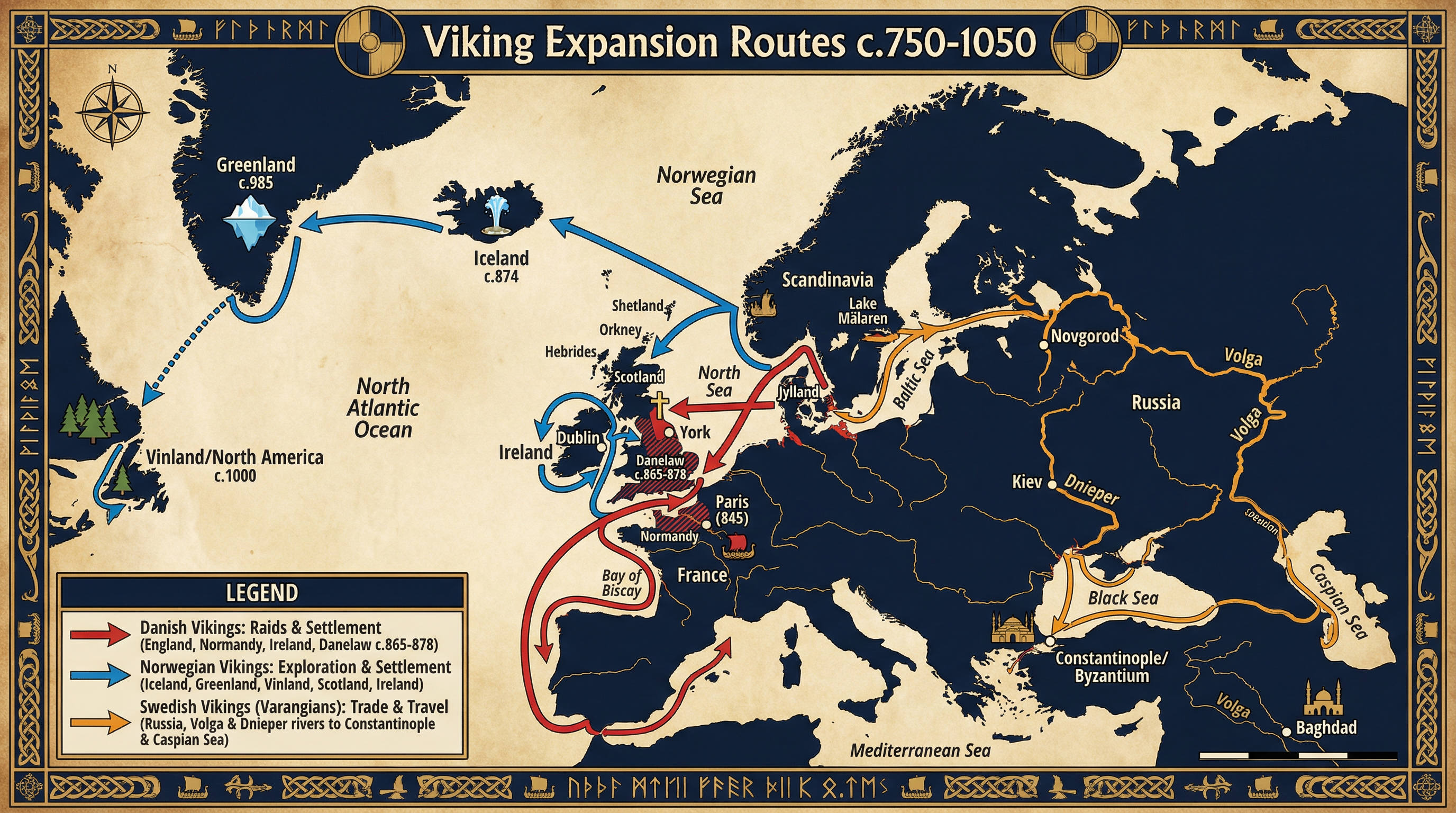 Map of Viking Expansion Routes