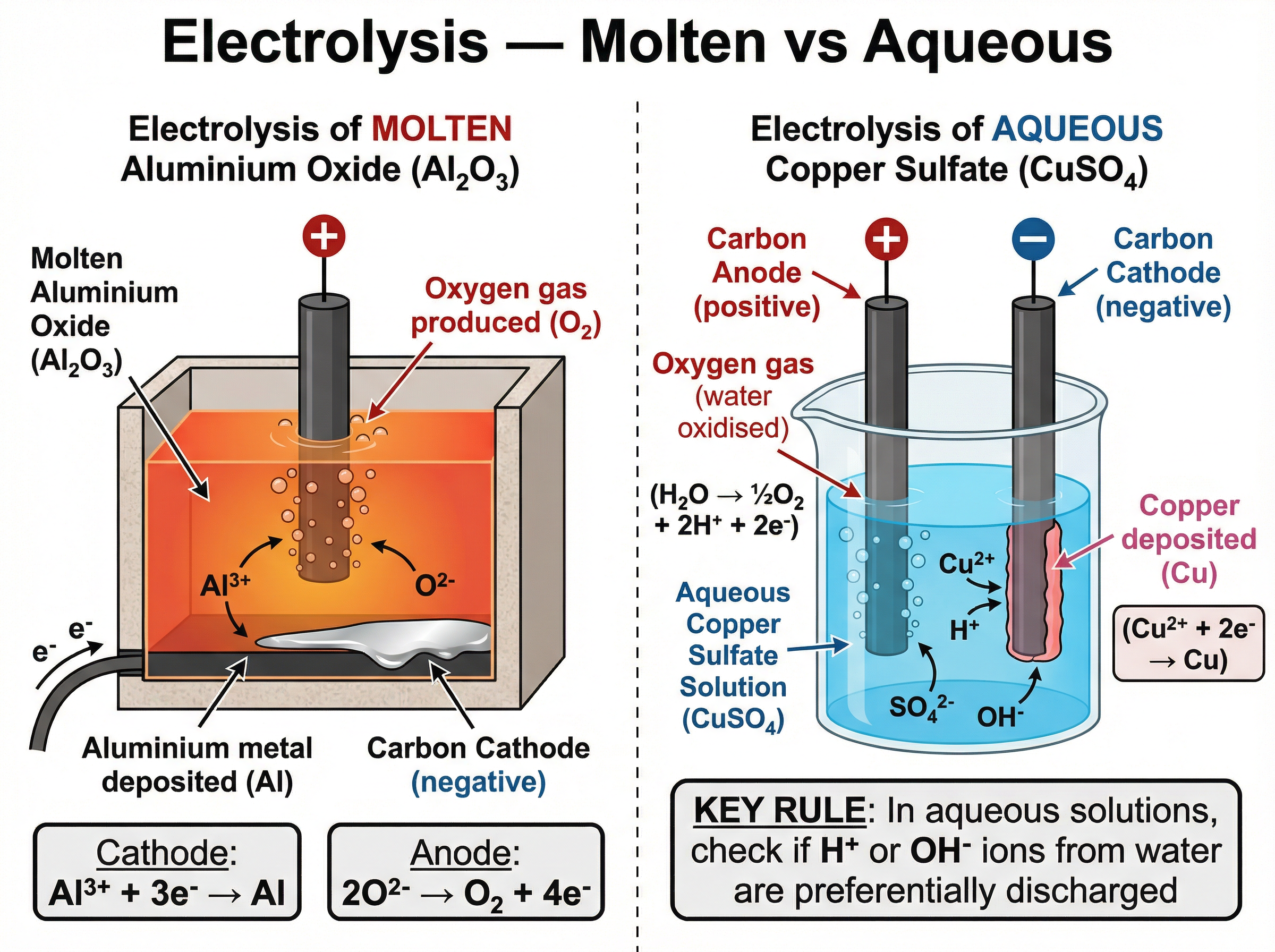 Electrolysis: Molten vs Aqueous