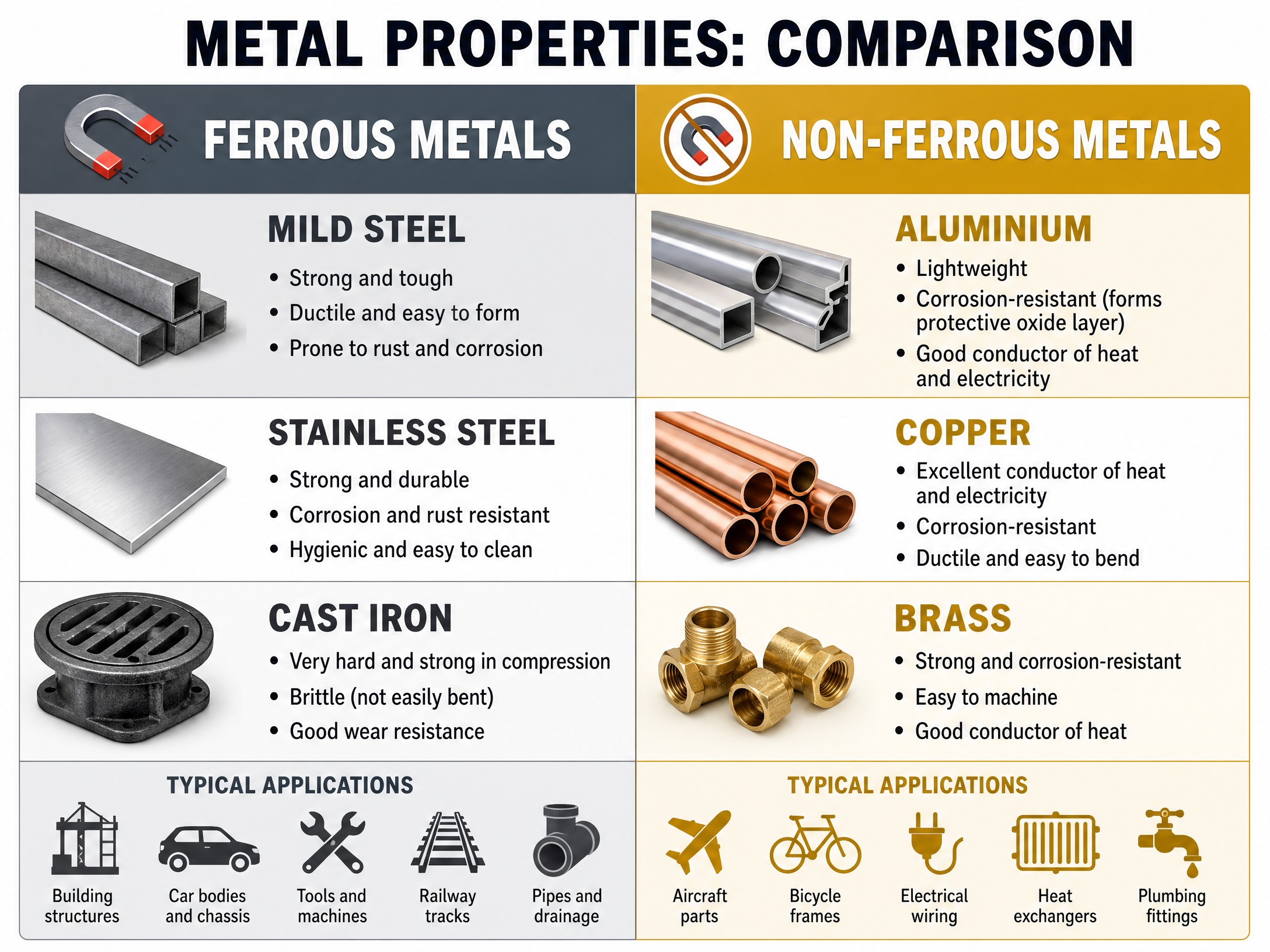 Comparison of Metal Properties