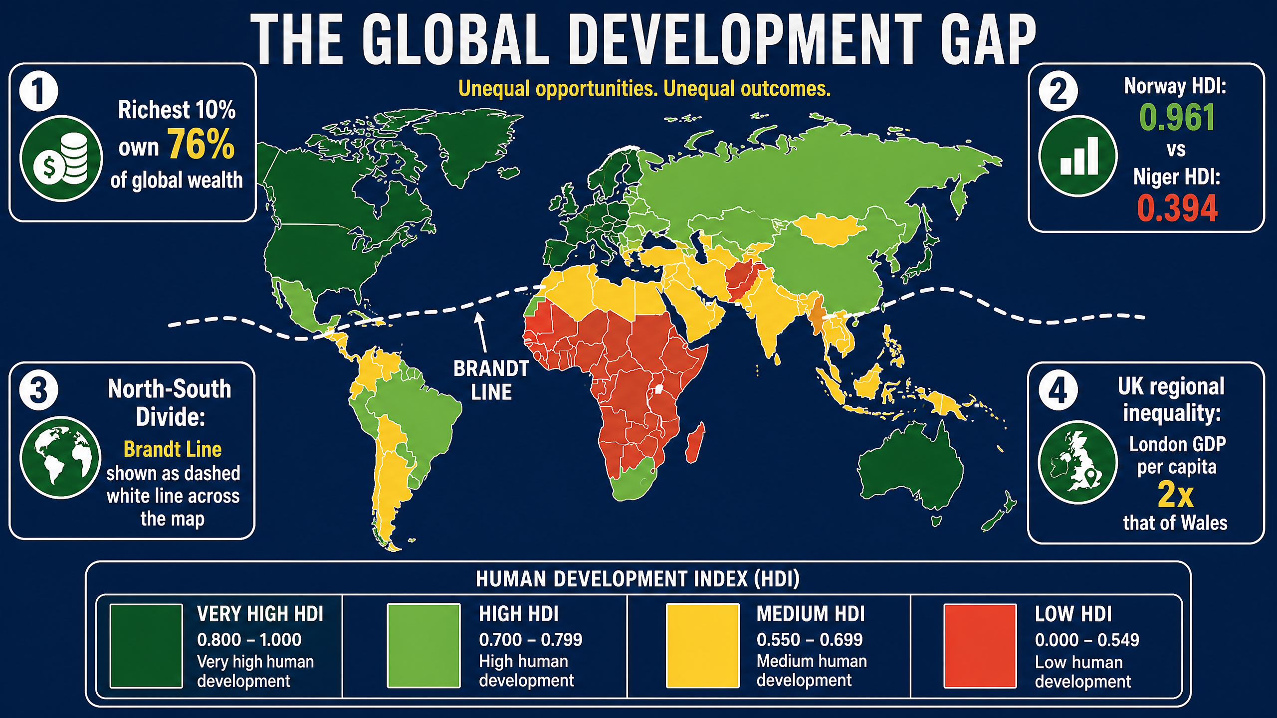The Global Development Gap and the Brandt Line