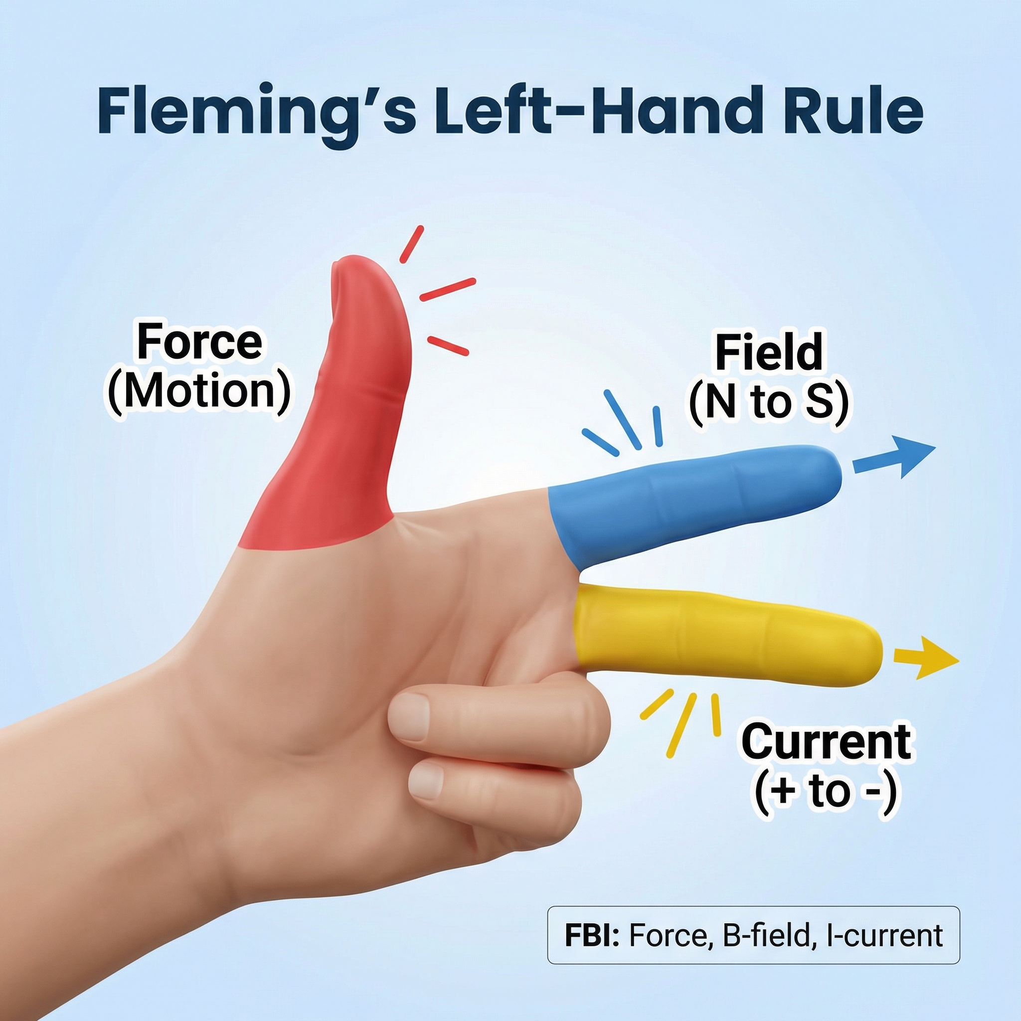 Use Fleming's Left-Hand Rule to determine the direction of the force in the motor effect.