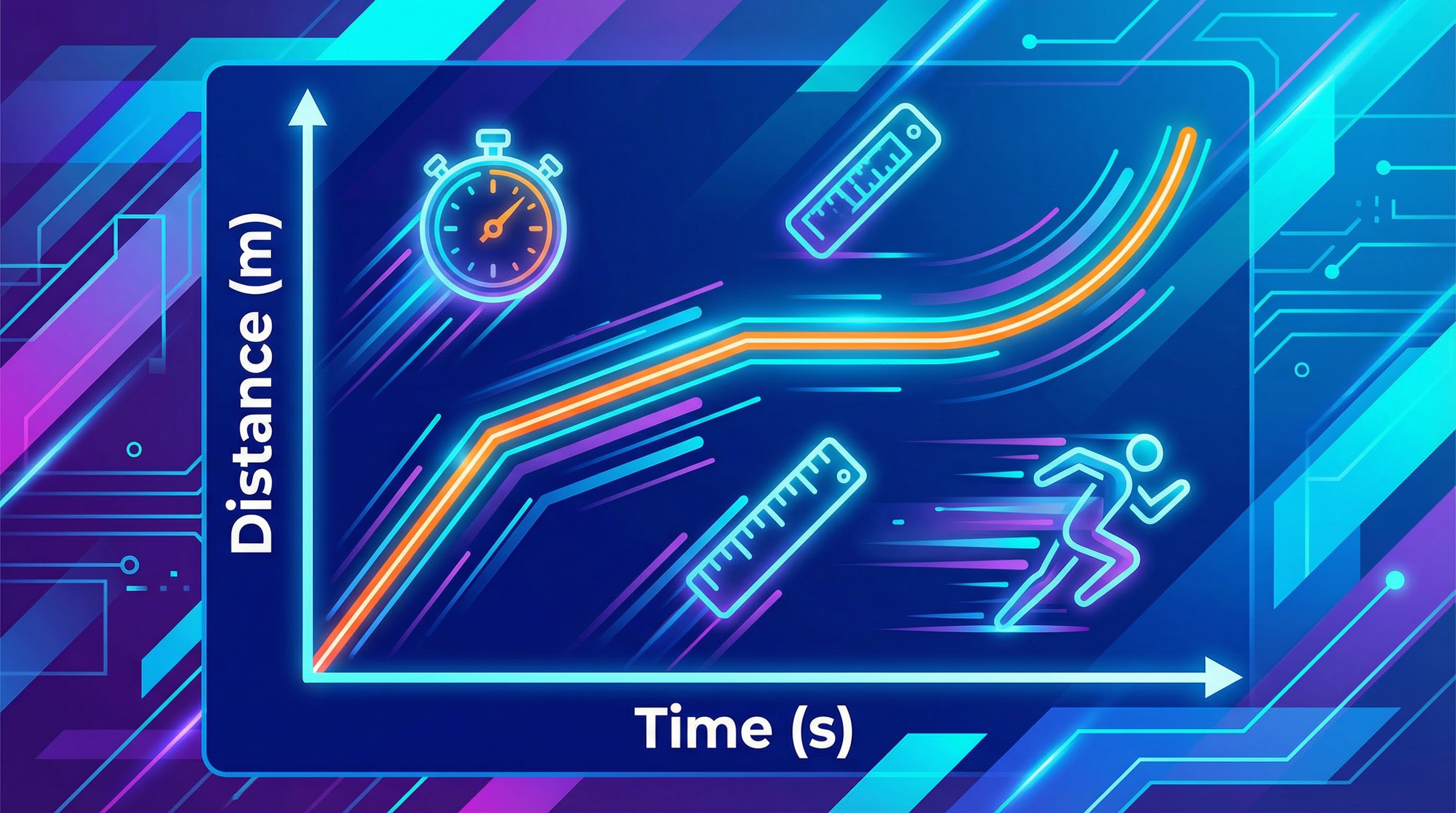 An illustration showing the key concepts of distance-time graphs.