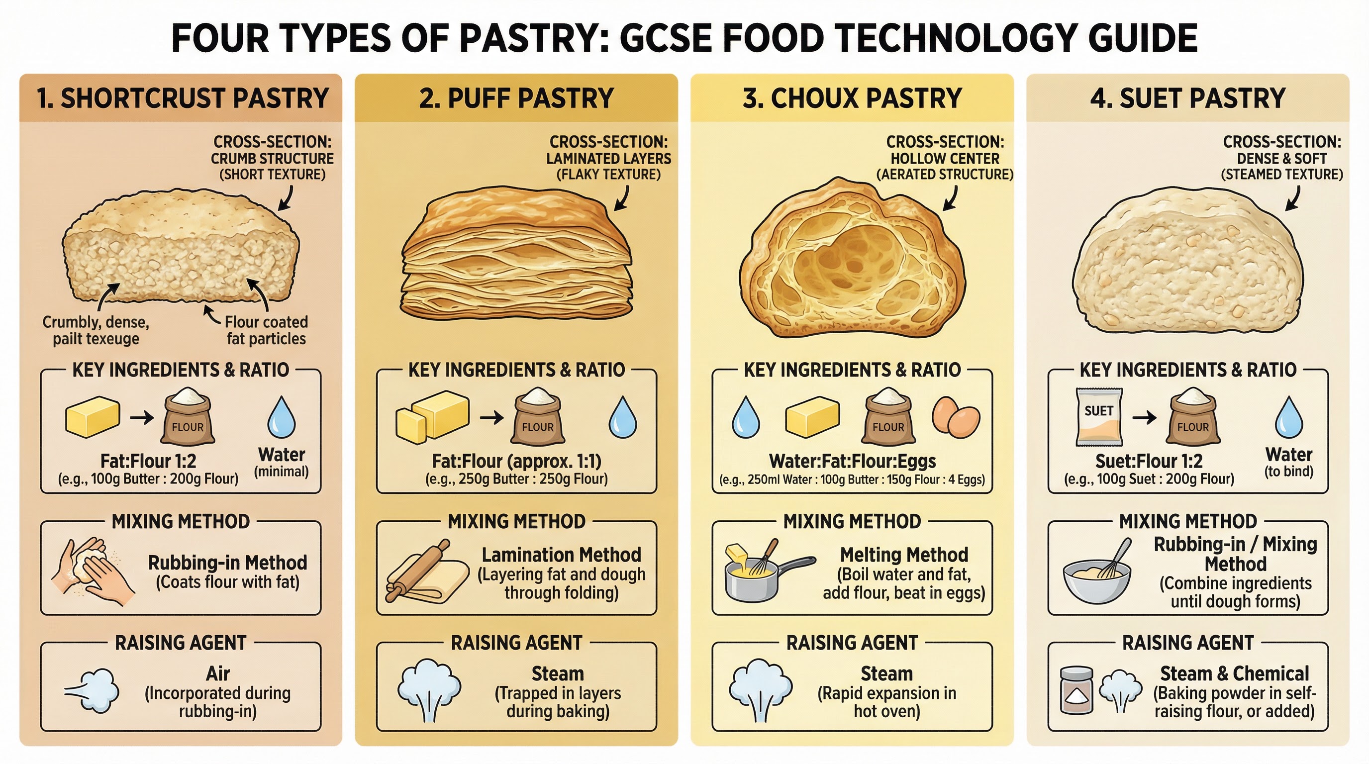 Comparison of Four Types of Pastry: Key Characteristics