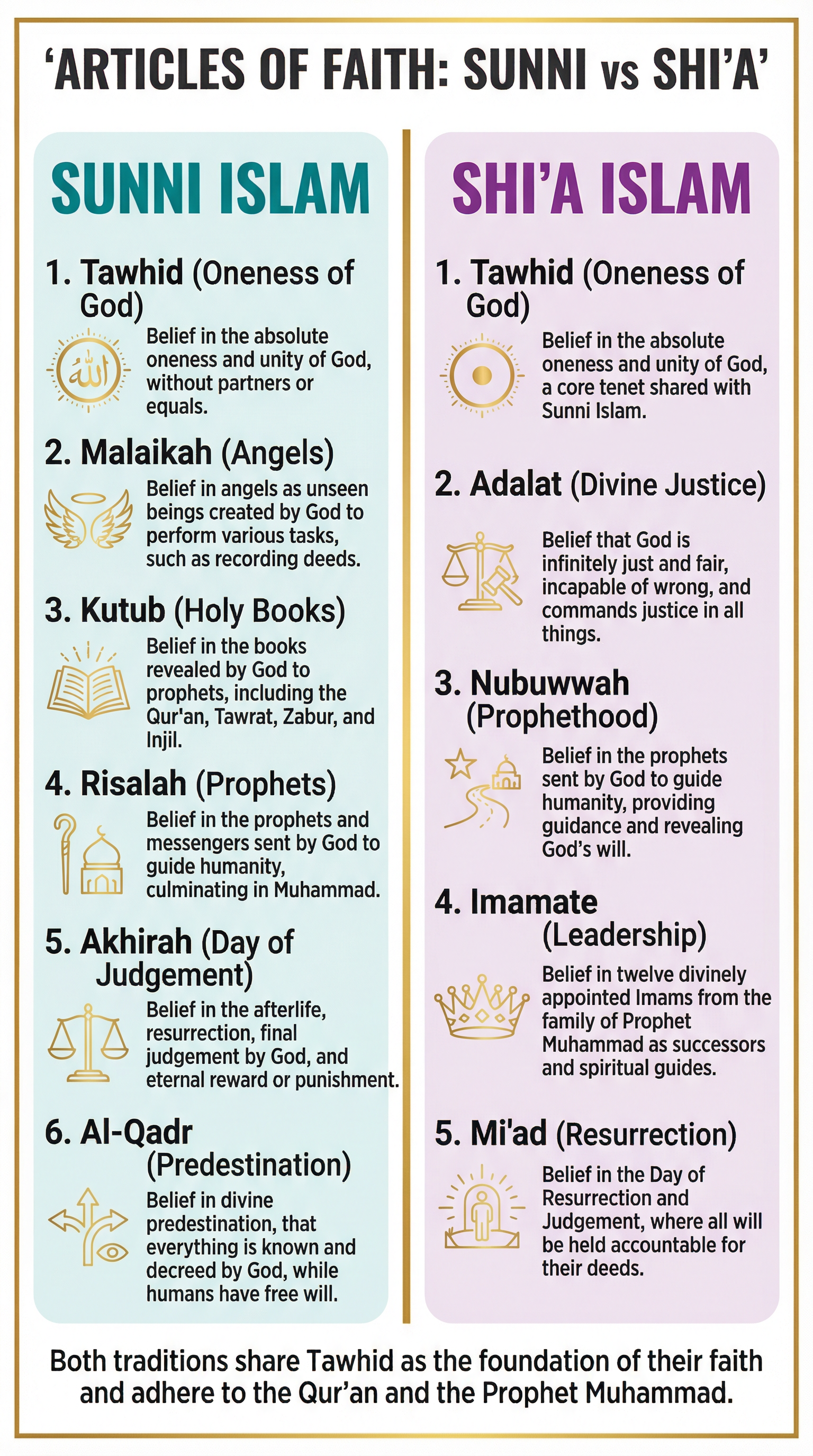 Comparison of Sunni and Shi'a Articles of Faith