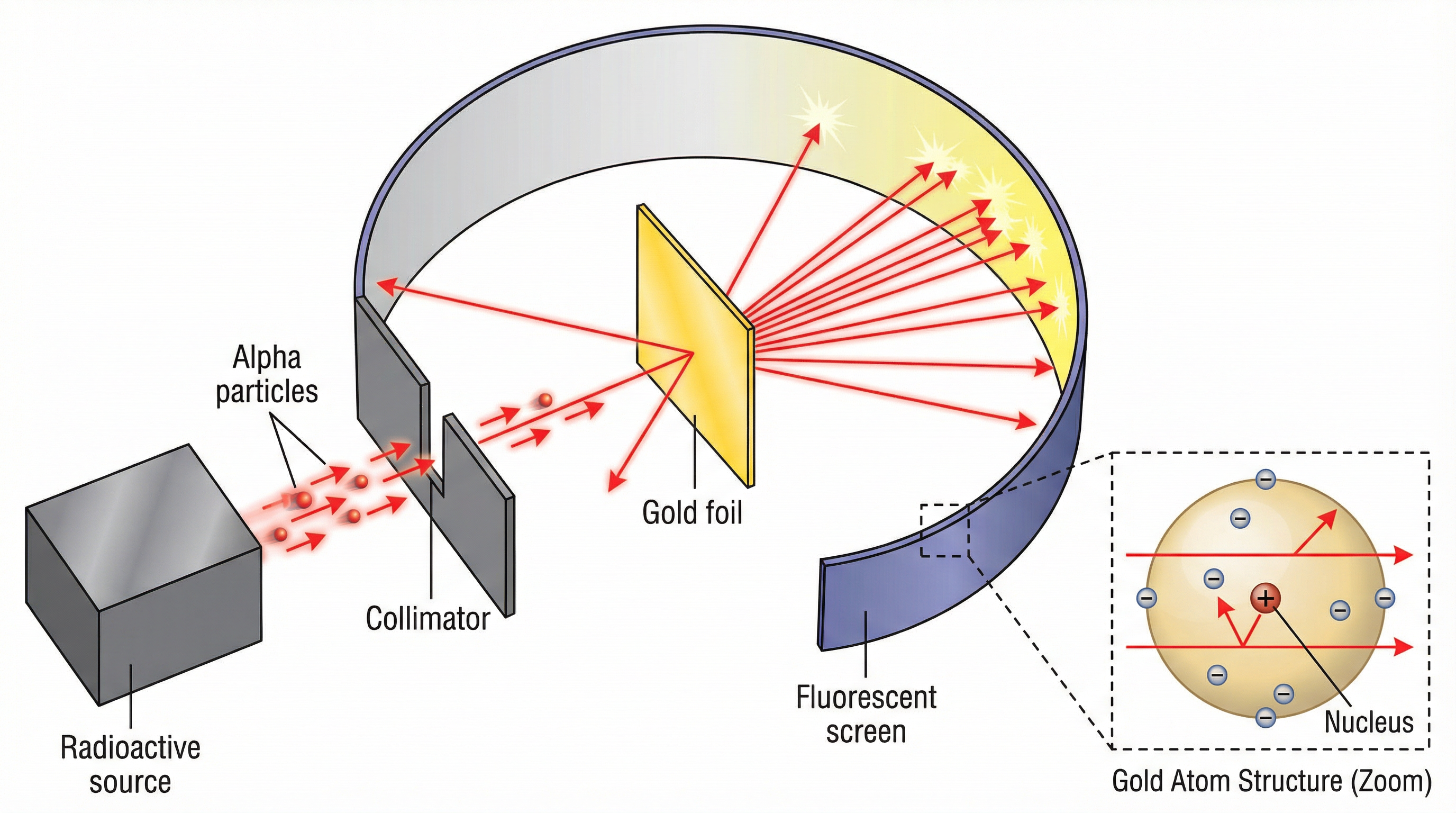 Rutherford's Gold Foil experiment which led to the nuclear model.