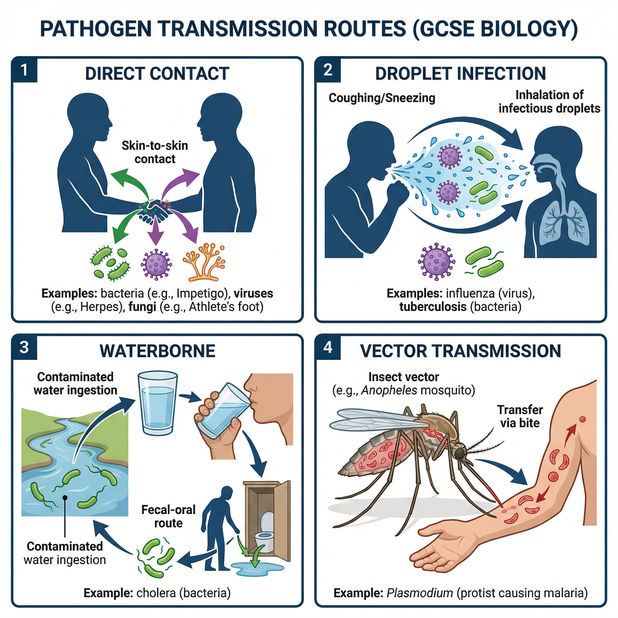 The four main routes of pathogen transmission.