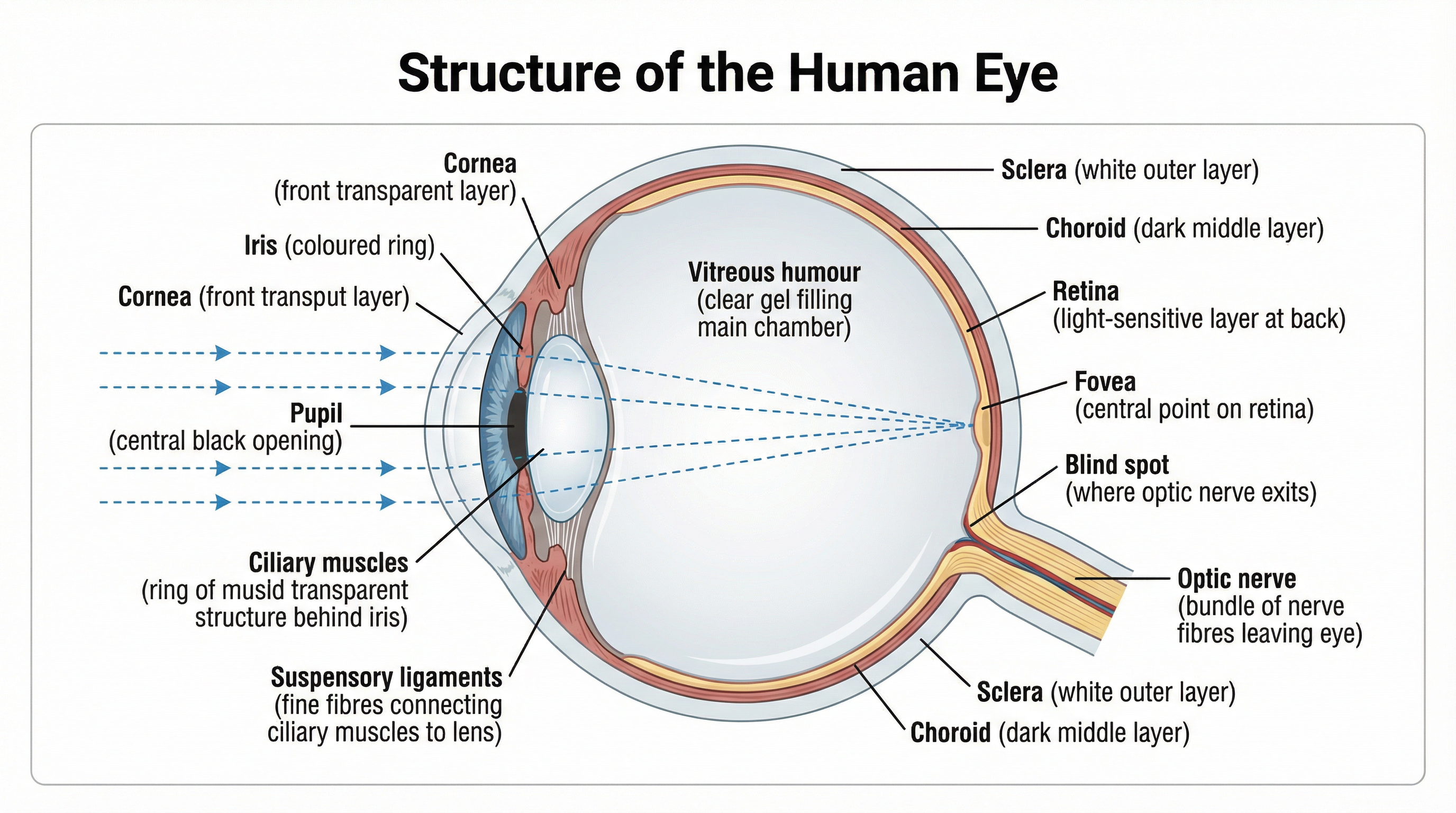 Diagram of the structure of the human eye.