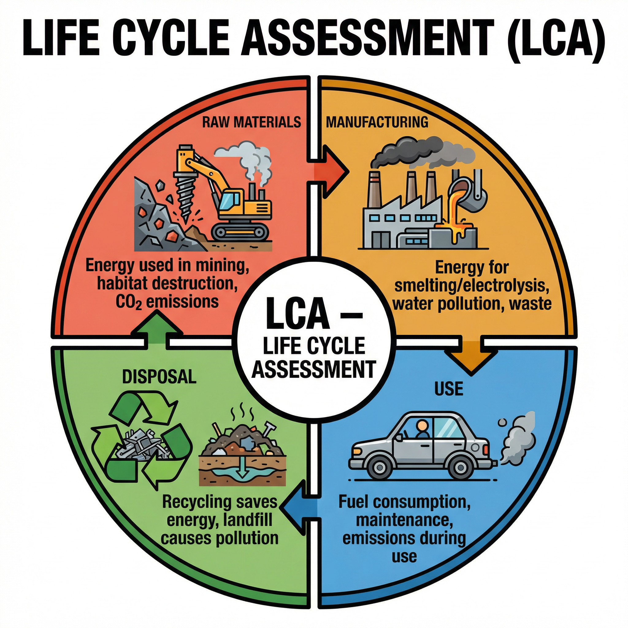 The four stages of a Life Cycle Assessment (LCA)
