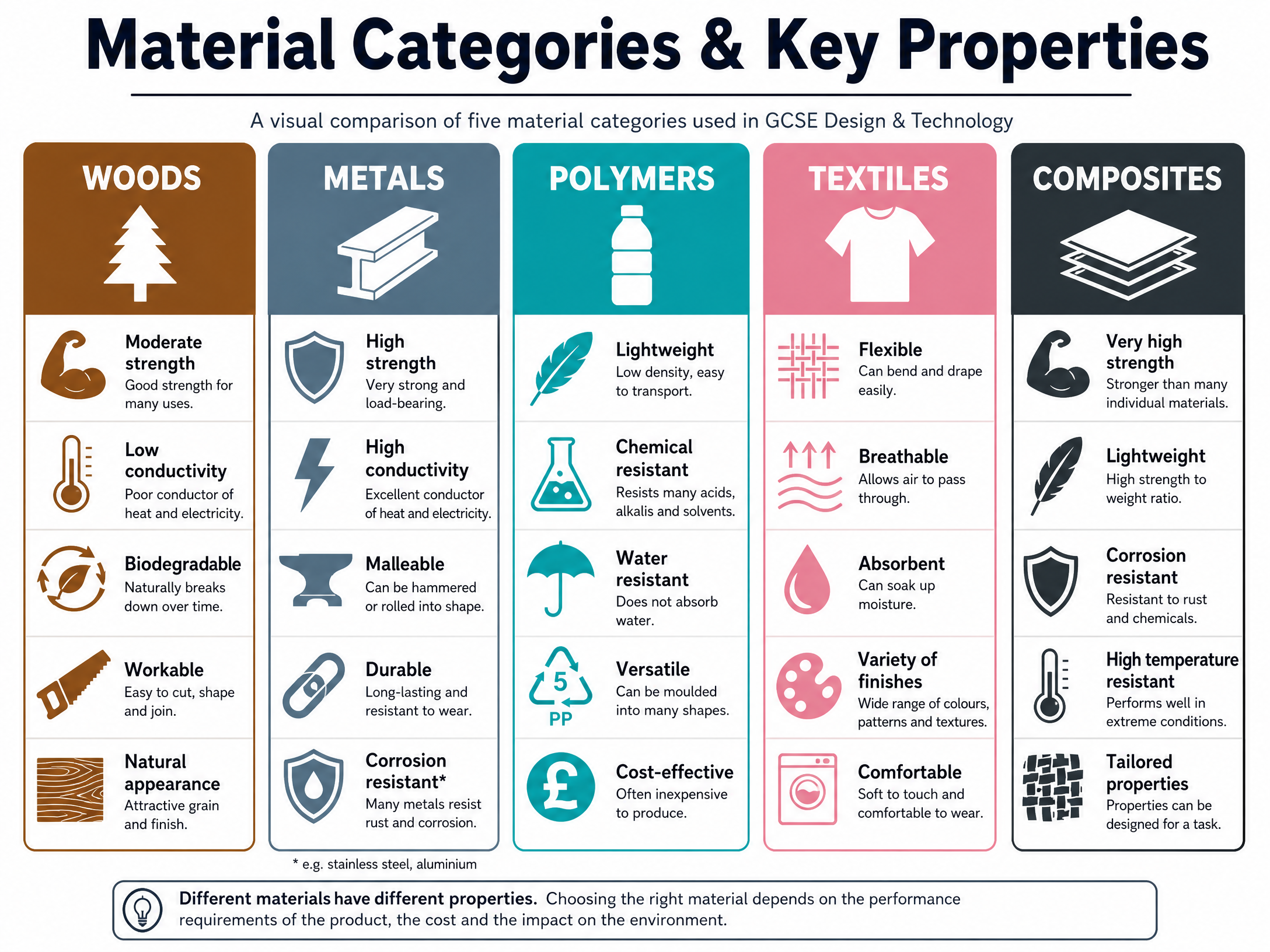 Material Categories Comparison