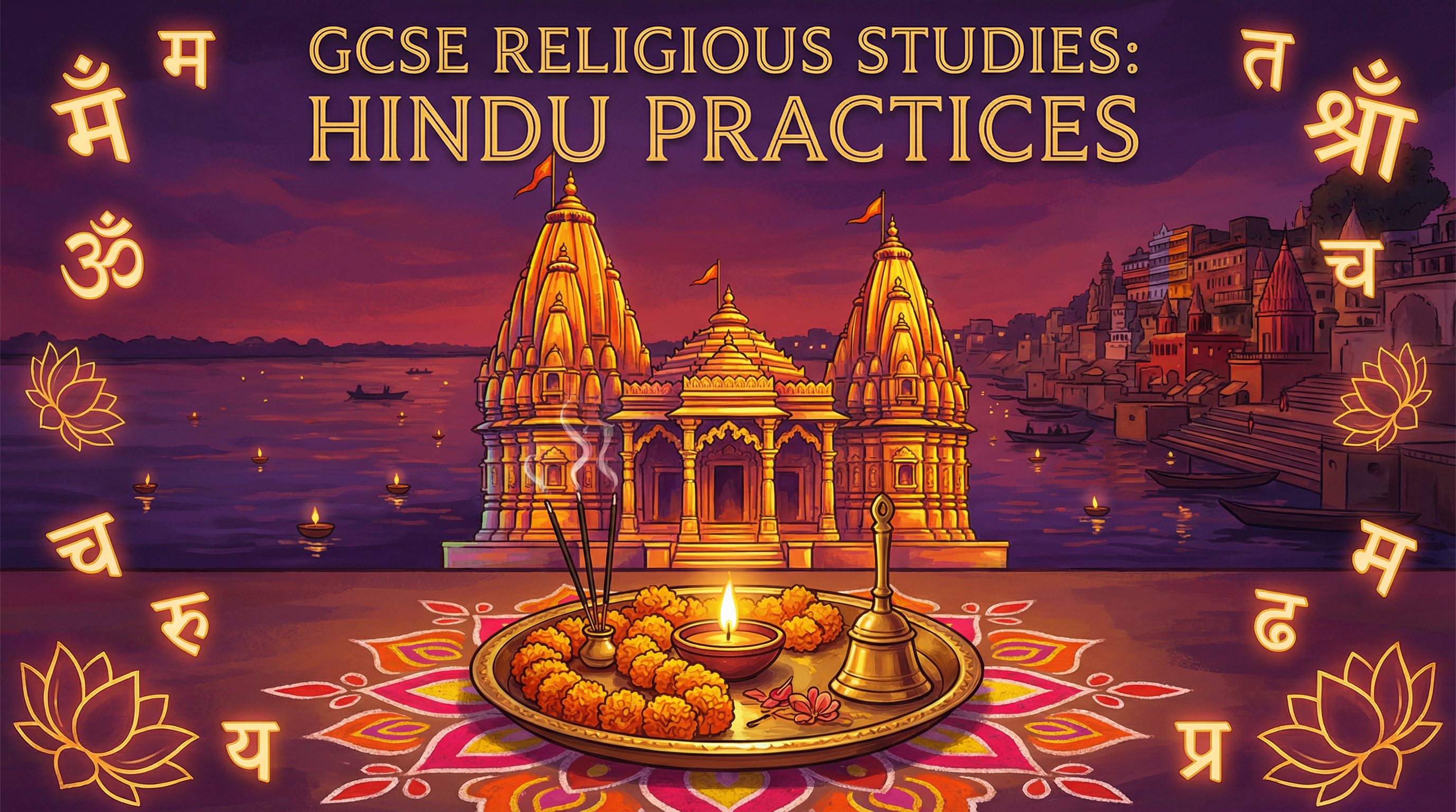 Visual overview of Hindu Practices for GCSE Religious Studies.