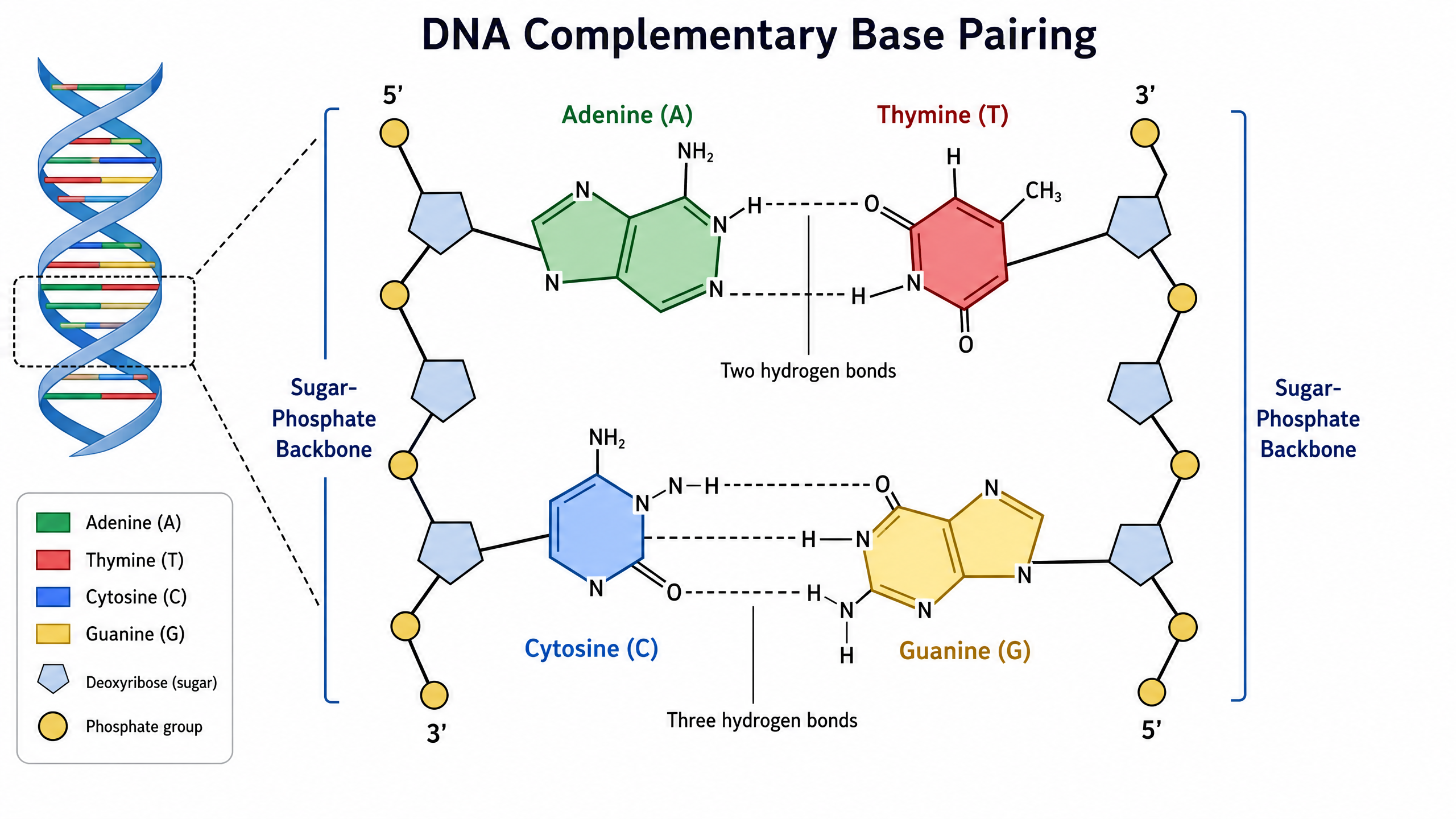 Complementary base pairing in DNA