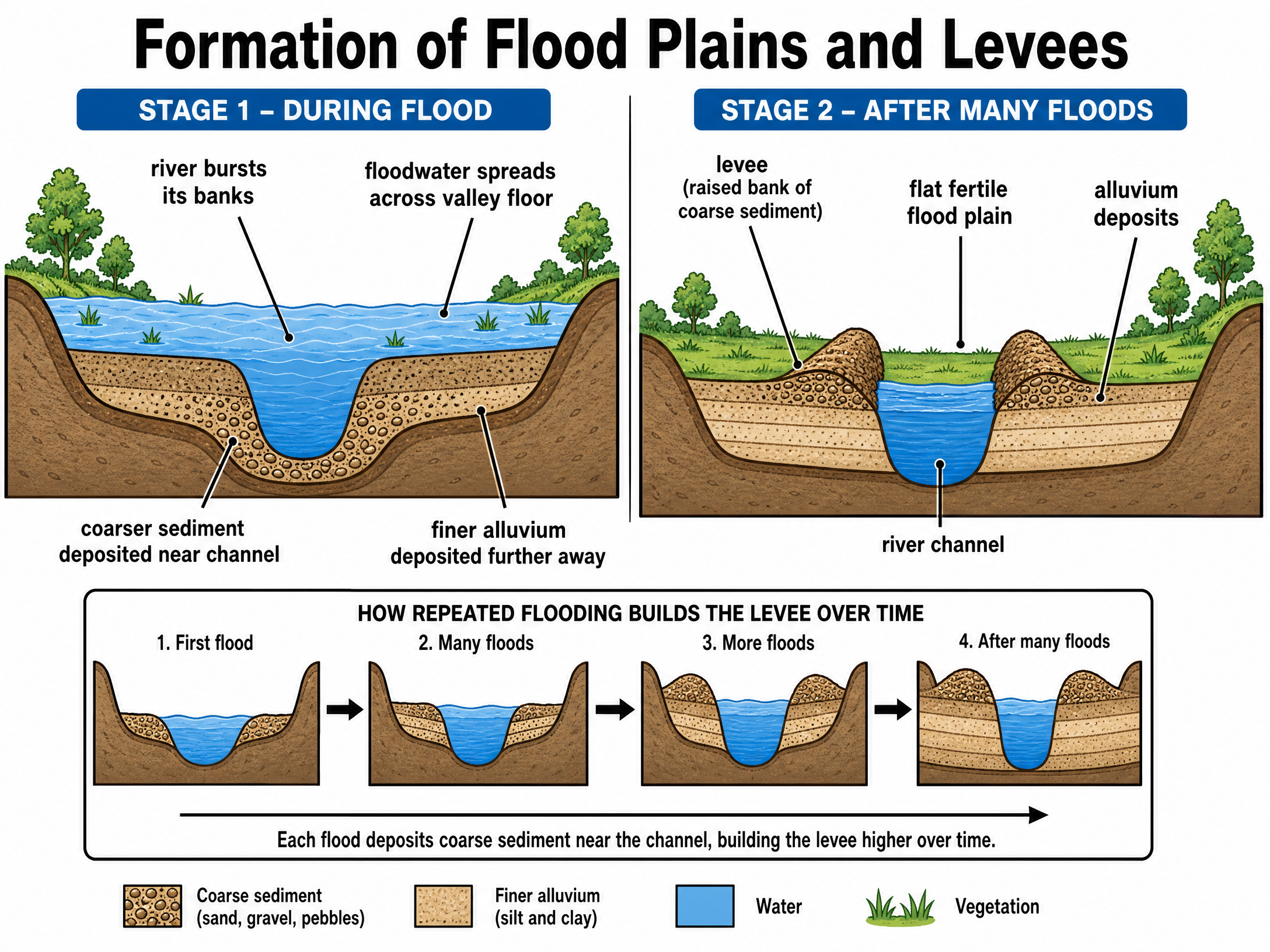 Formation of Flood Plains and Levees