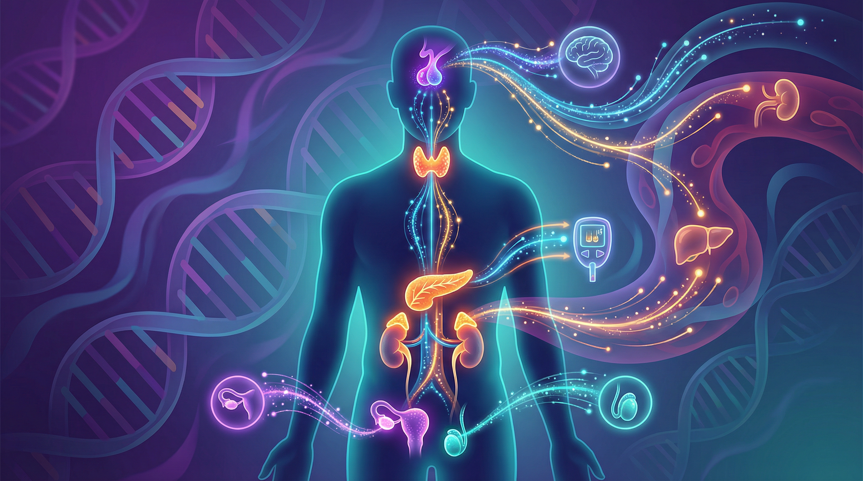 The Human Endocrine System: A network of chemical messengers.