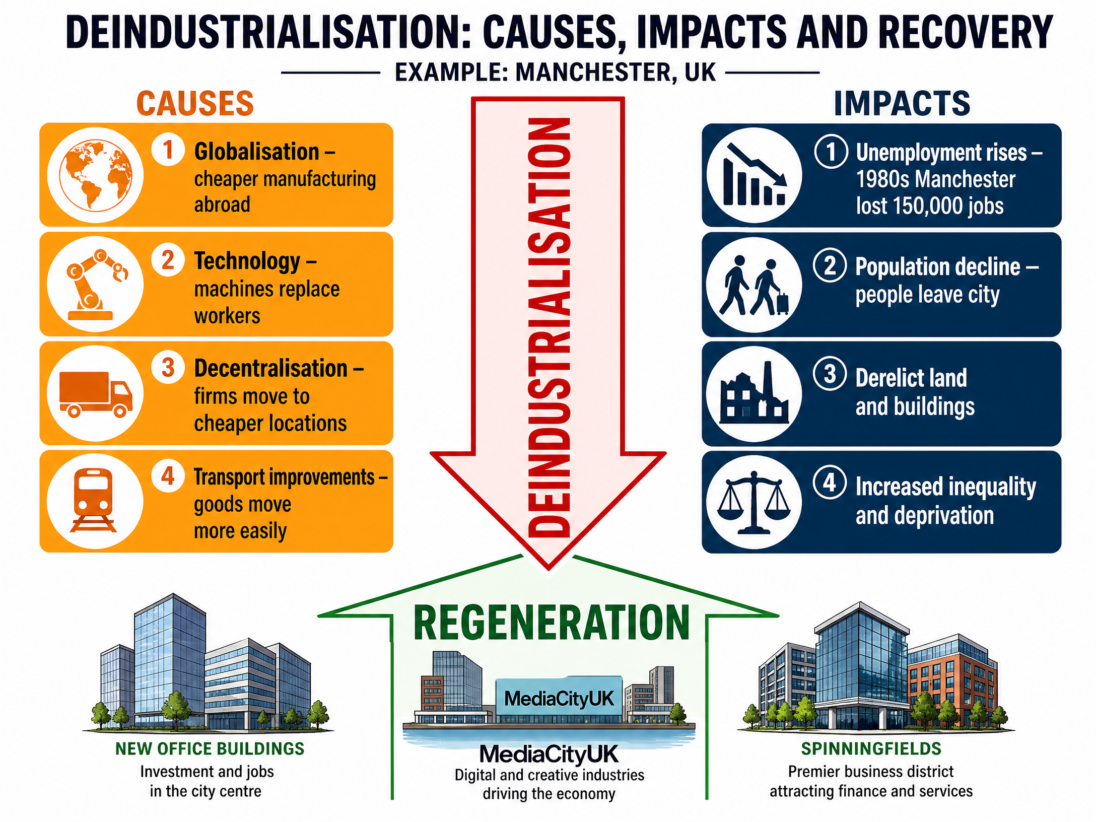 Deindustrialisation: Causes, Impacts and Recovery