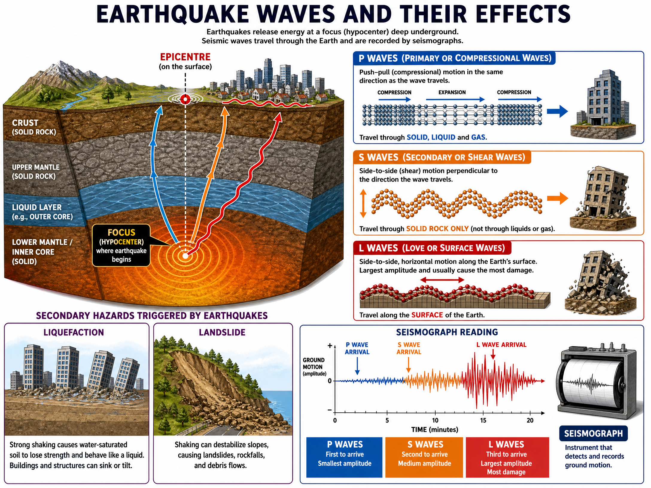 Earthquake Waves and Secondary Hazards