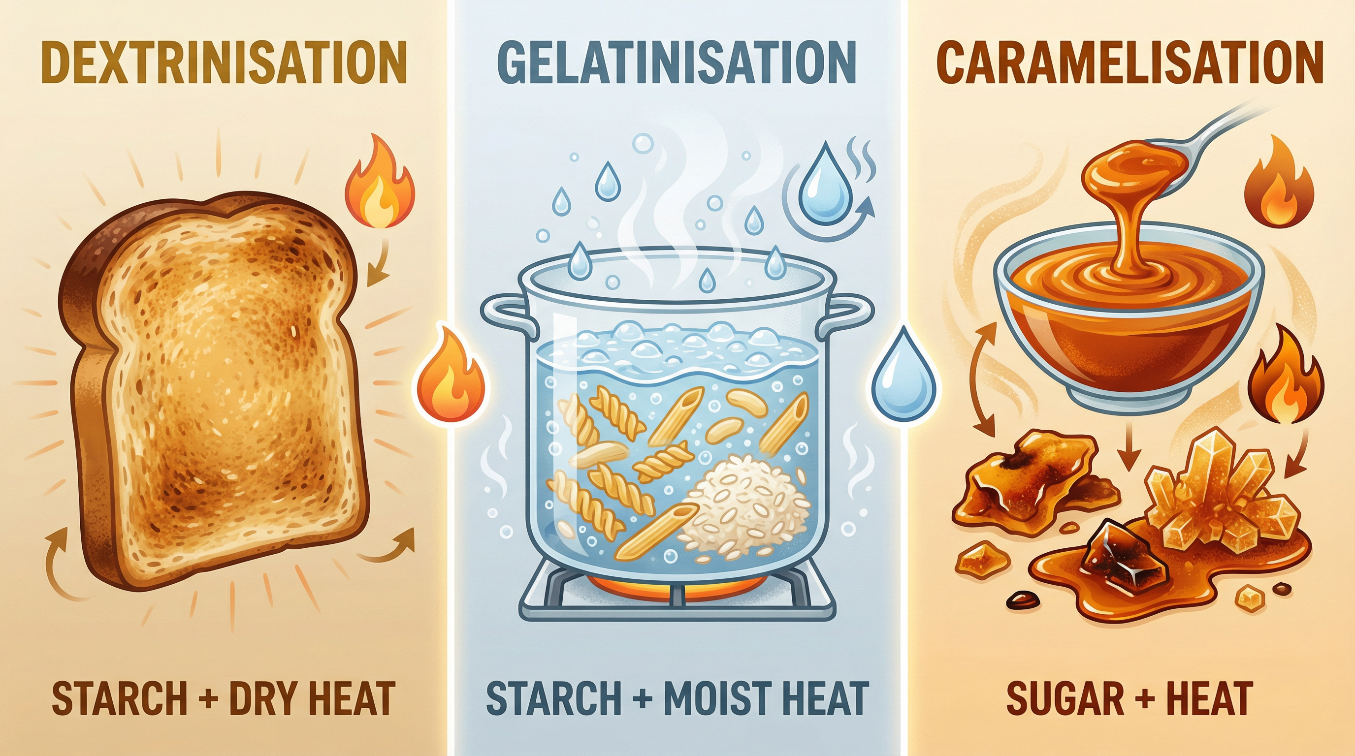 Dextrinisation vs. Gelatinisation vs. Caramelisation: Know the difference!