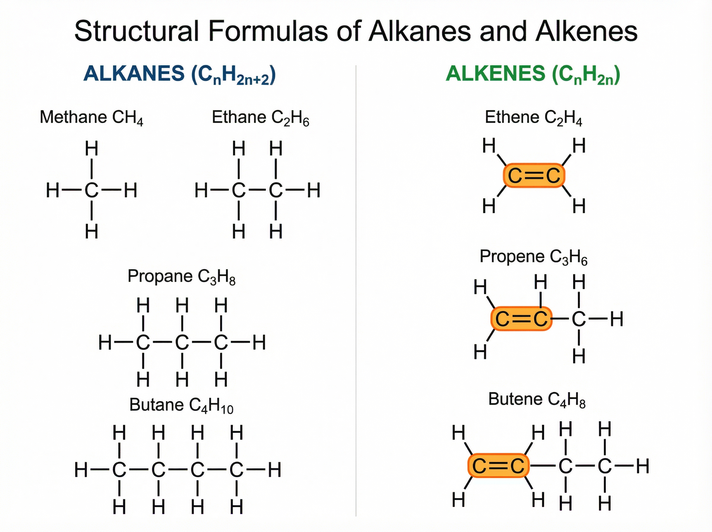 Structural Formulas of Alkanes and Alkenes
