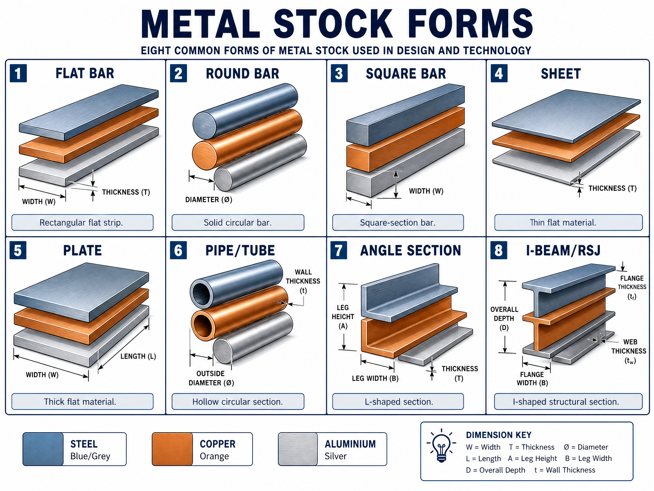 Common Metal Stock Forms and Dimensions