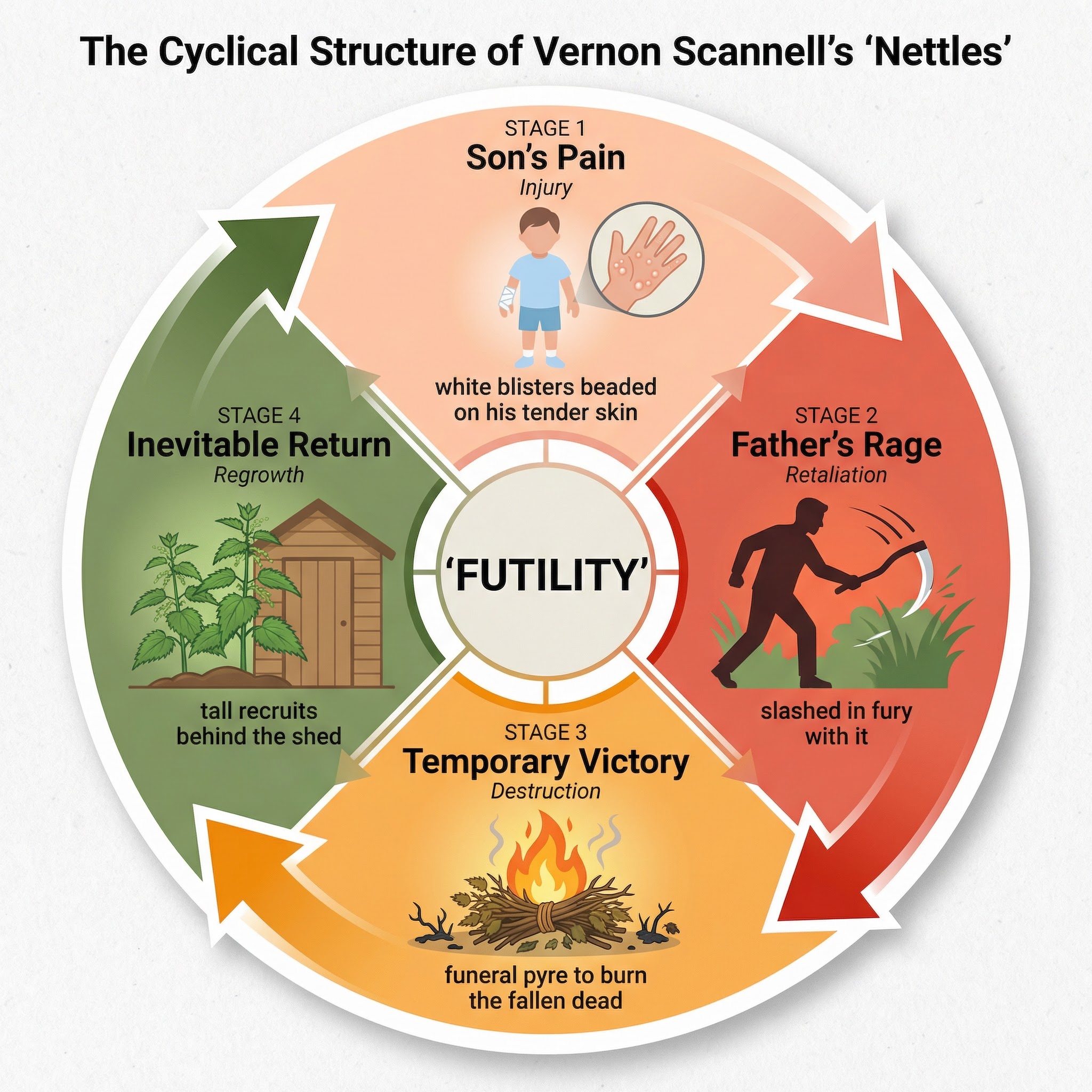 The Cyclical Structure of 'Nettles' - demonstrating the futility of the father's actions
