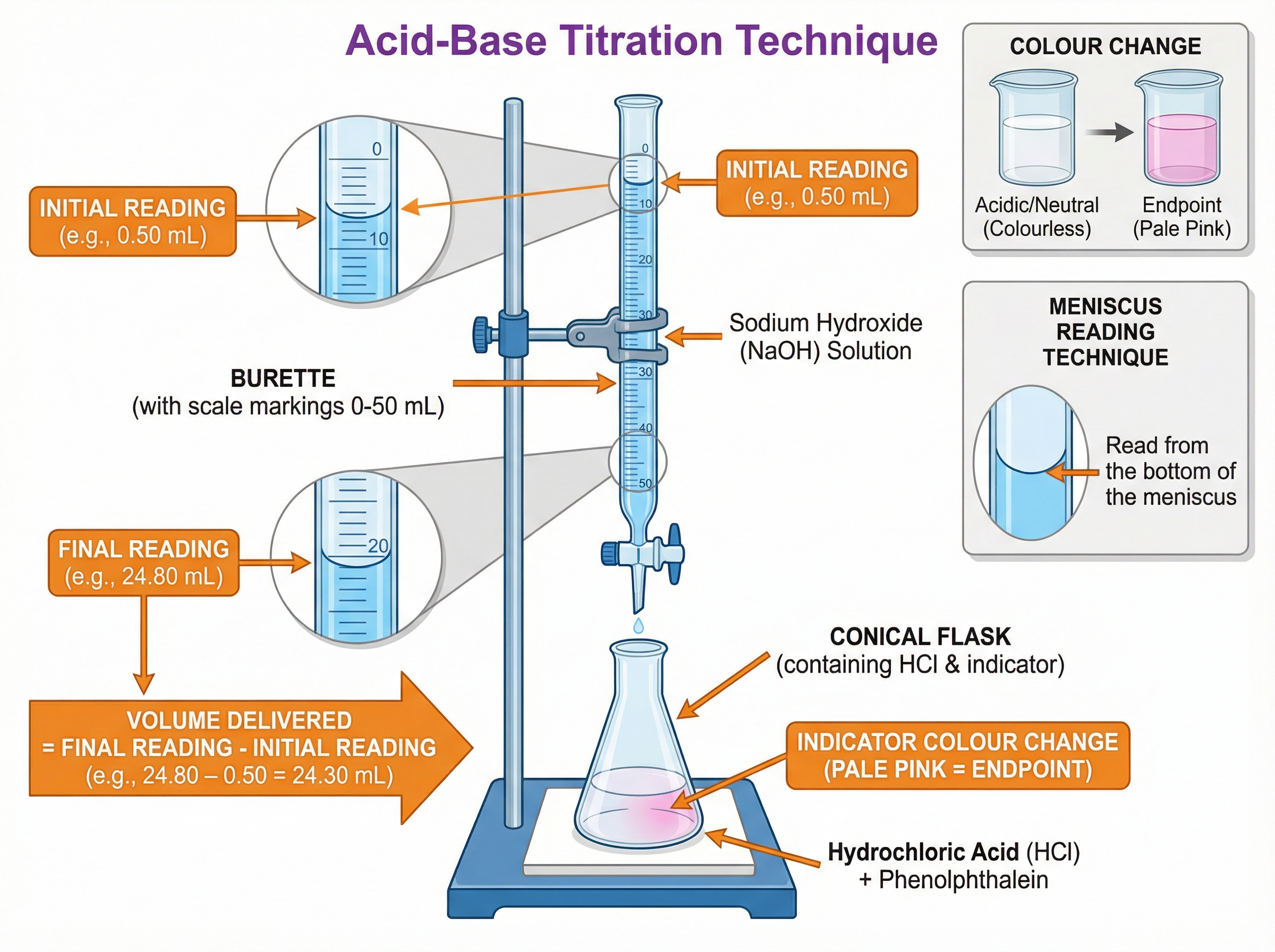 Acid-Base Titration Setup and Technique