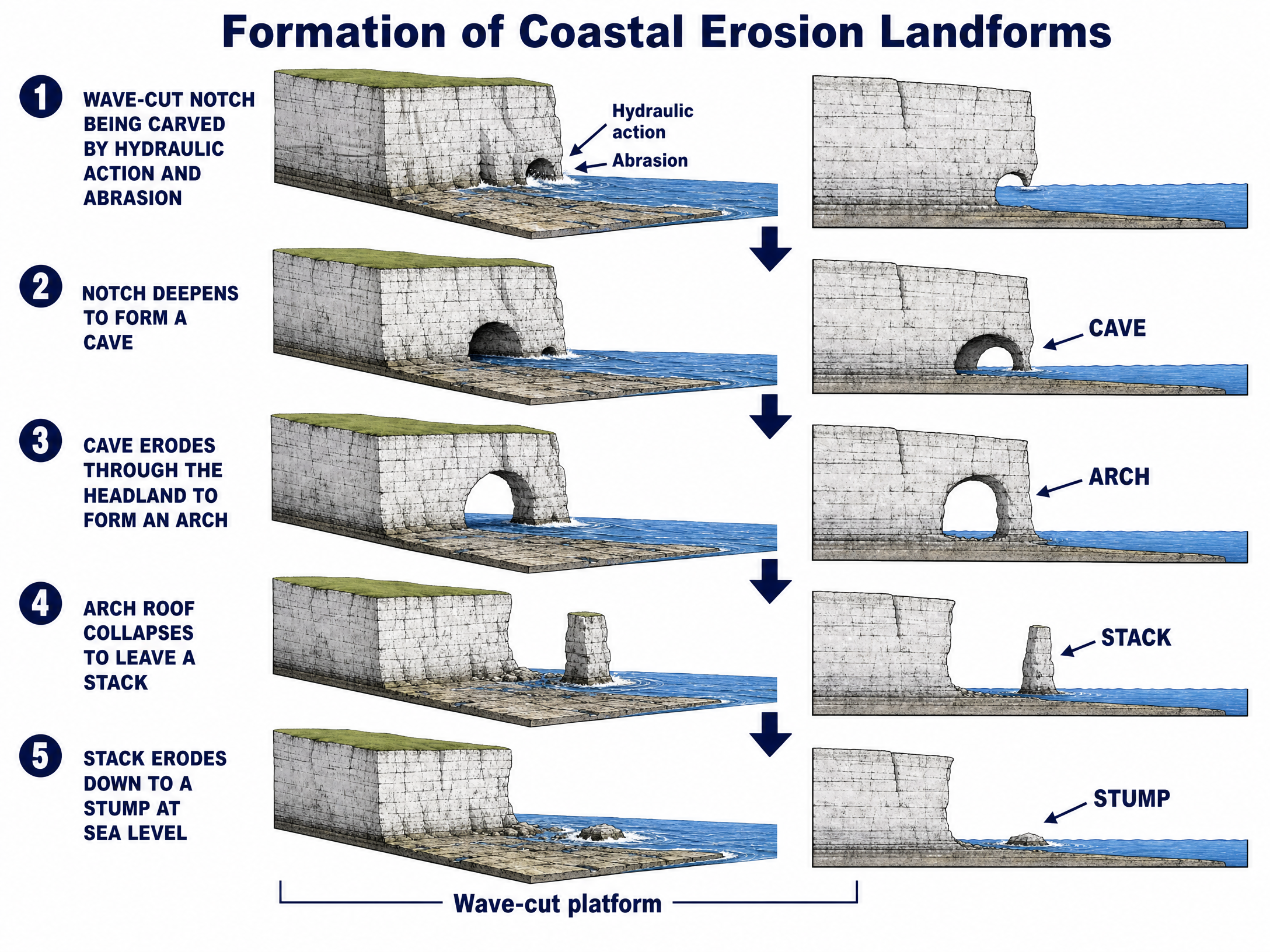 Formation of Coastal Erosion Landforms