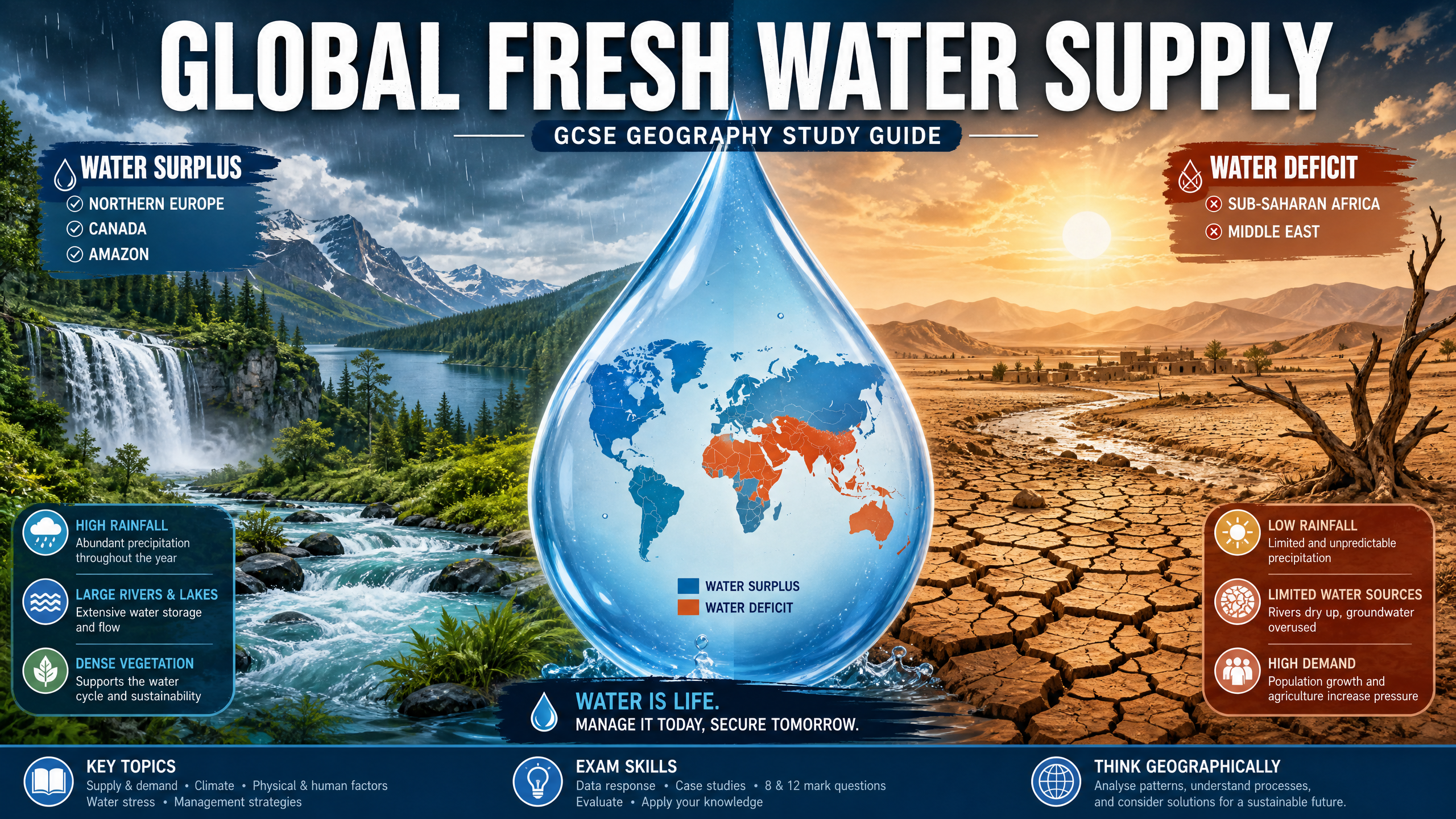 Global Fresh Water Supply: Surplus vs Deficit