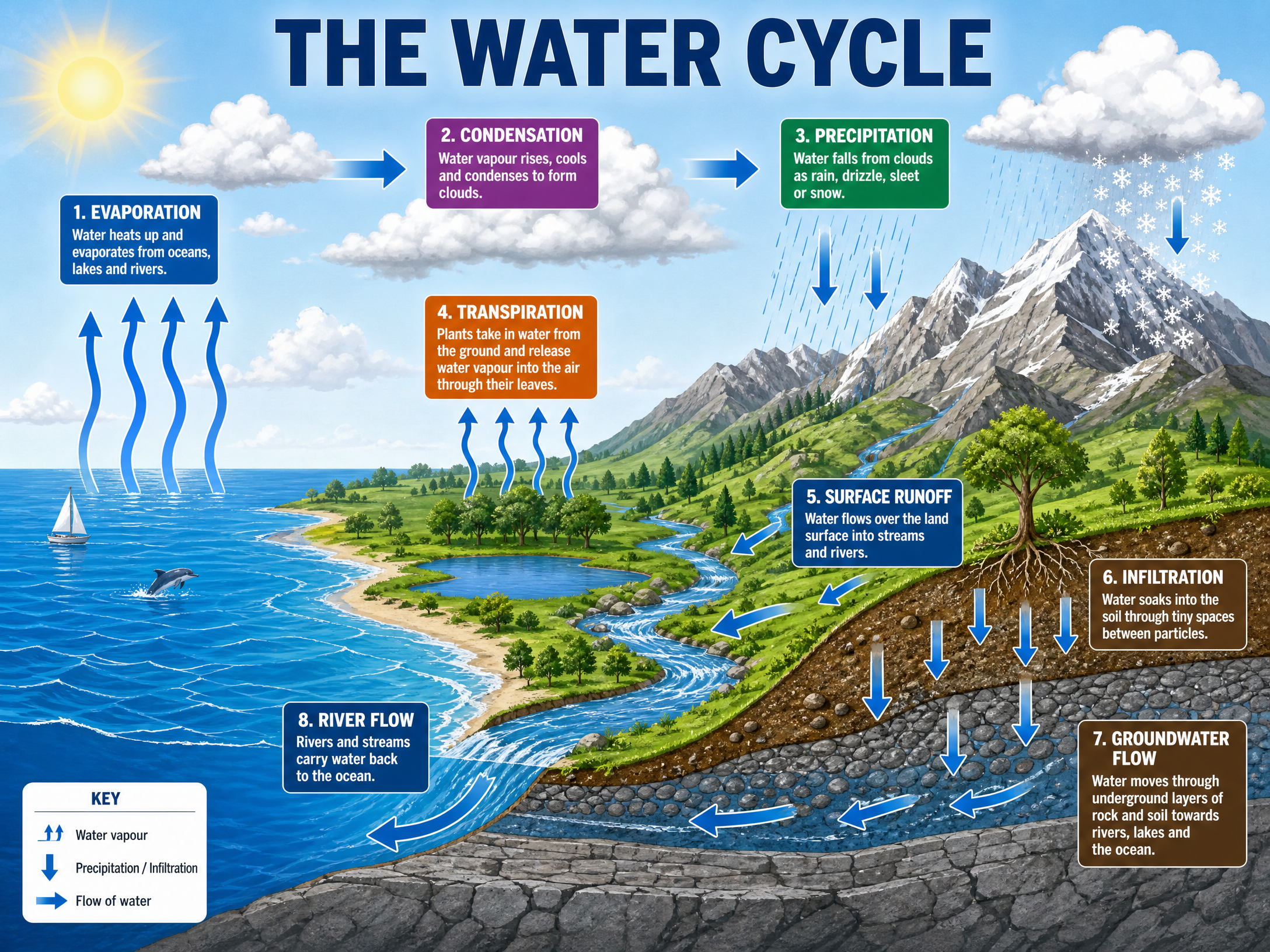 The Global Water Cycle and Fresh Water Stores