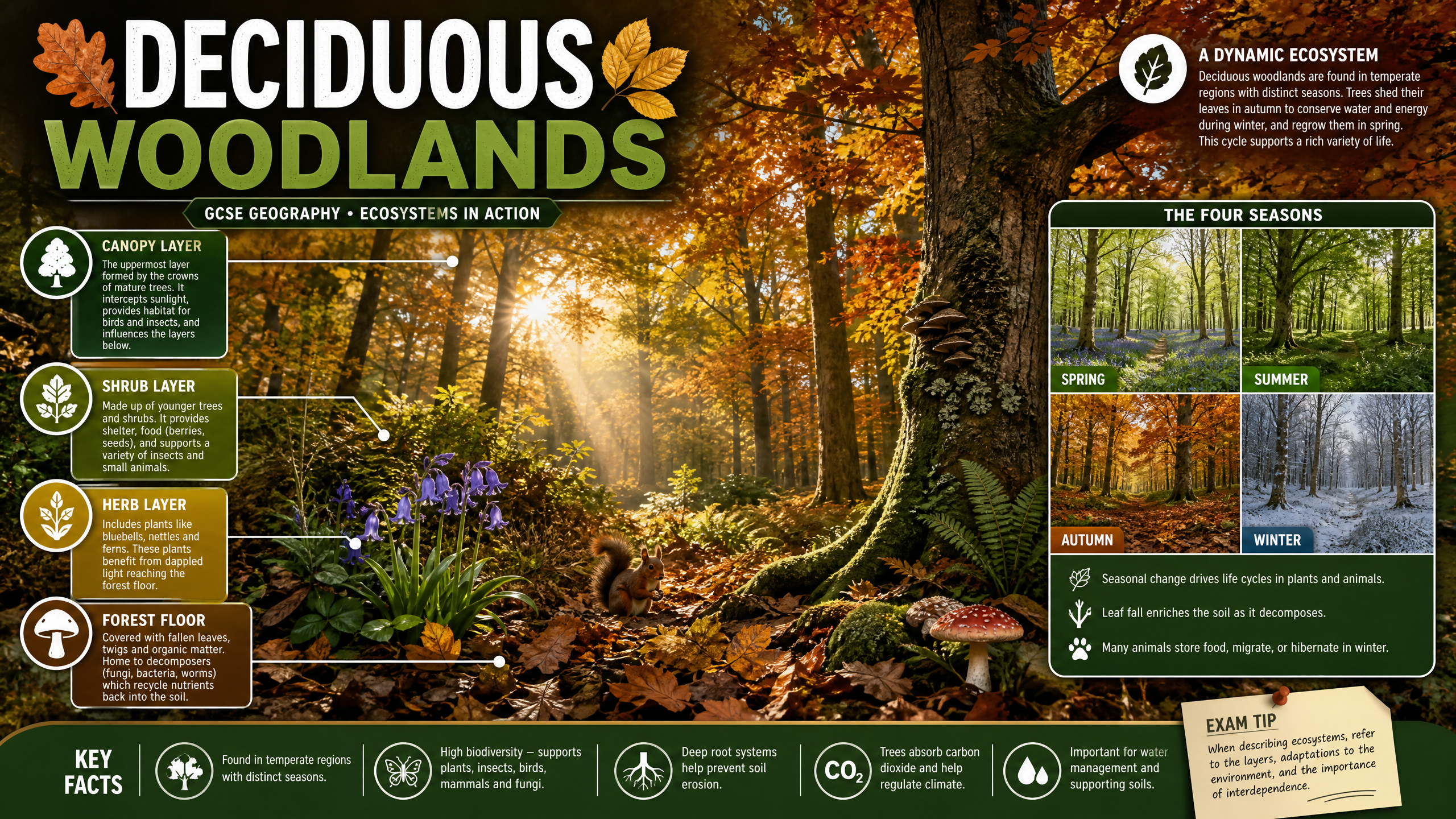 Cross-section of a temperate deciduous woodland.